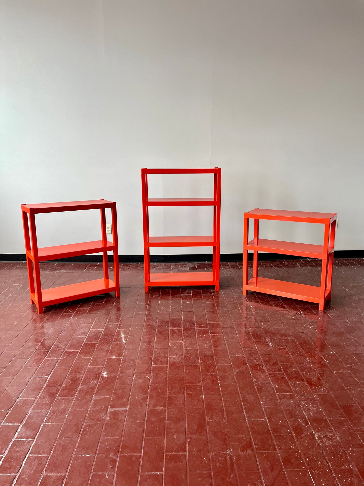 Vintage 1970s Orange Plastic Modular Shelving Set