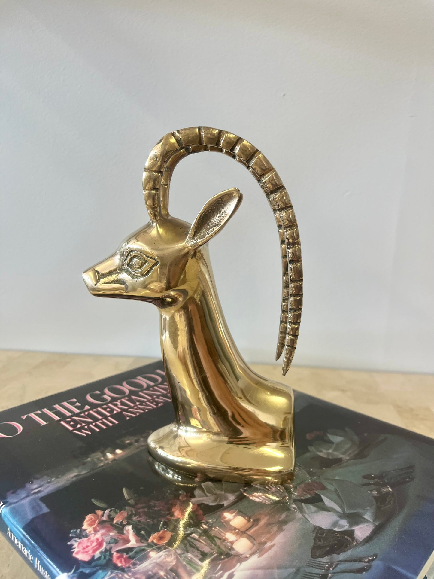 Vintage Brass Gazelle Bookend