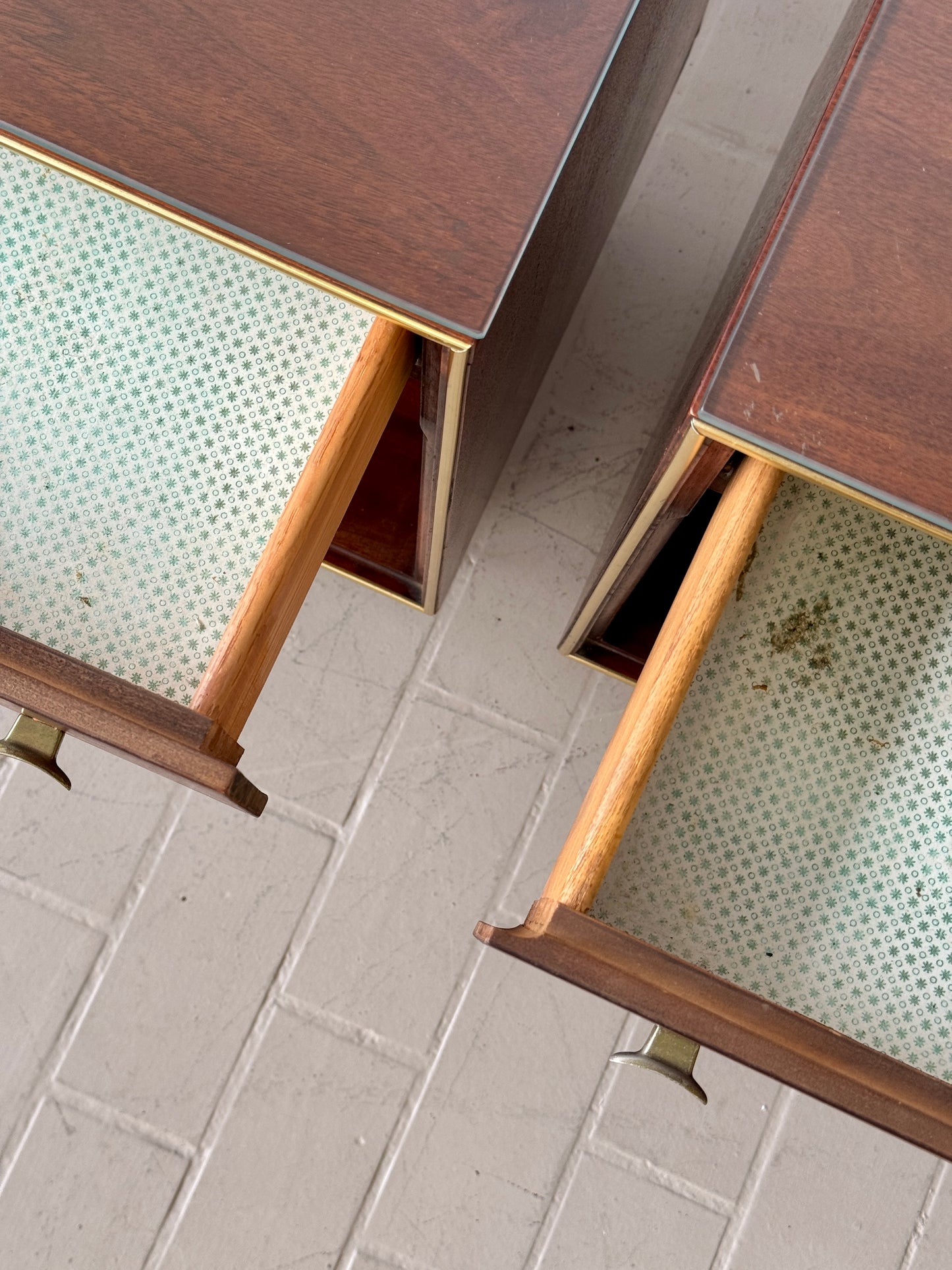 Pair MCM RWay Walnut Nightstands