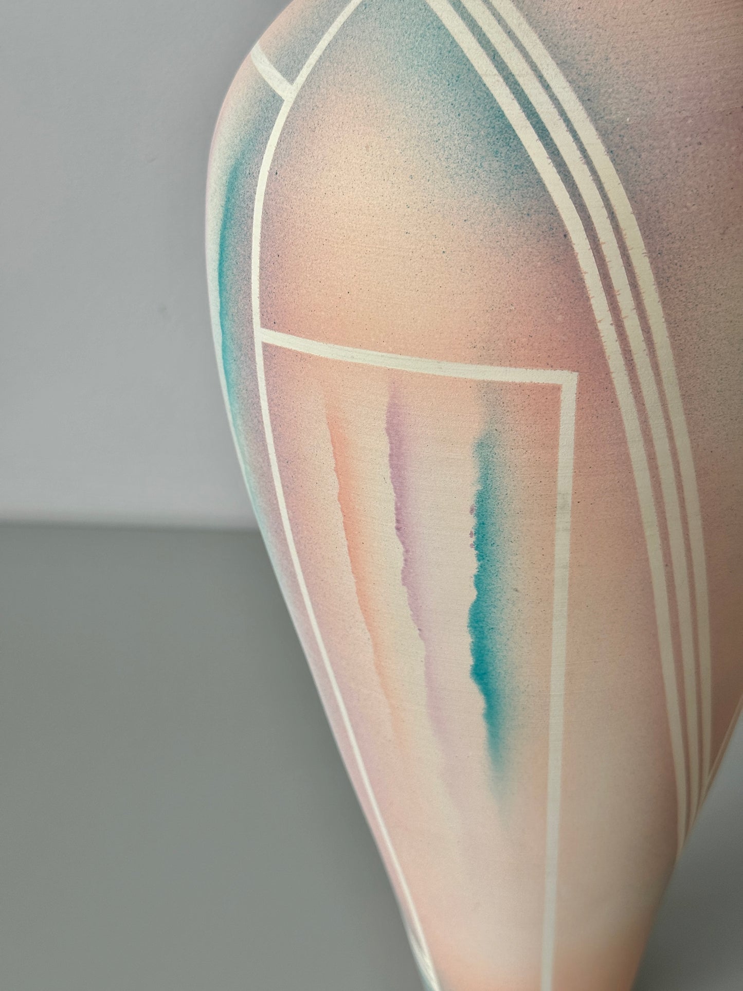 1980s Abstract Pastel Ceramic Vase