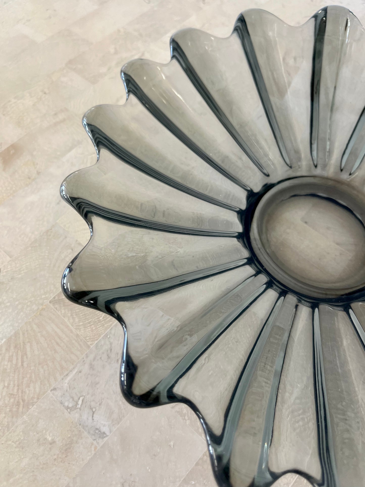 MCM Federal Glass Celestial Smokey Grey Console Dish