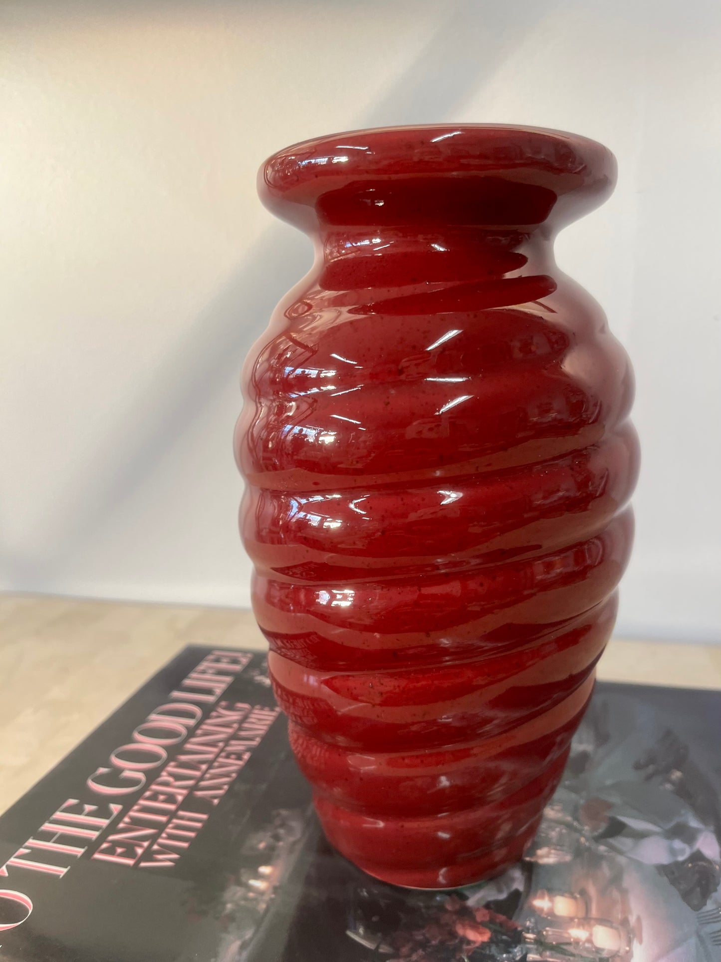 Vintage 2001 Maroon Swirl Haeger Vase