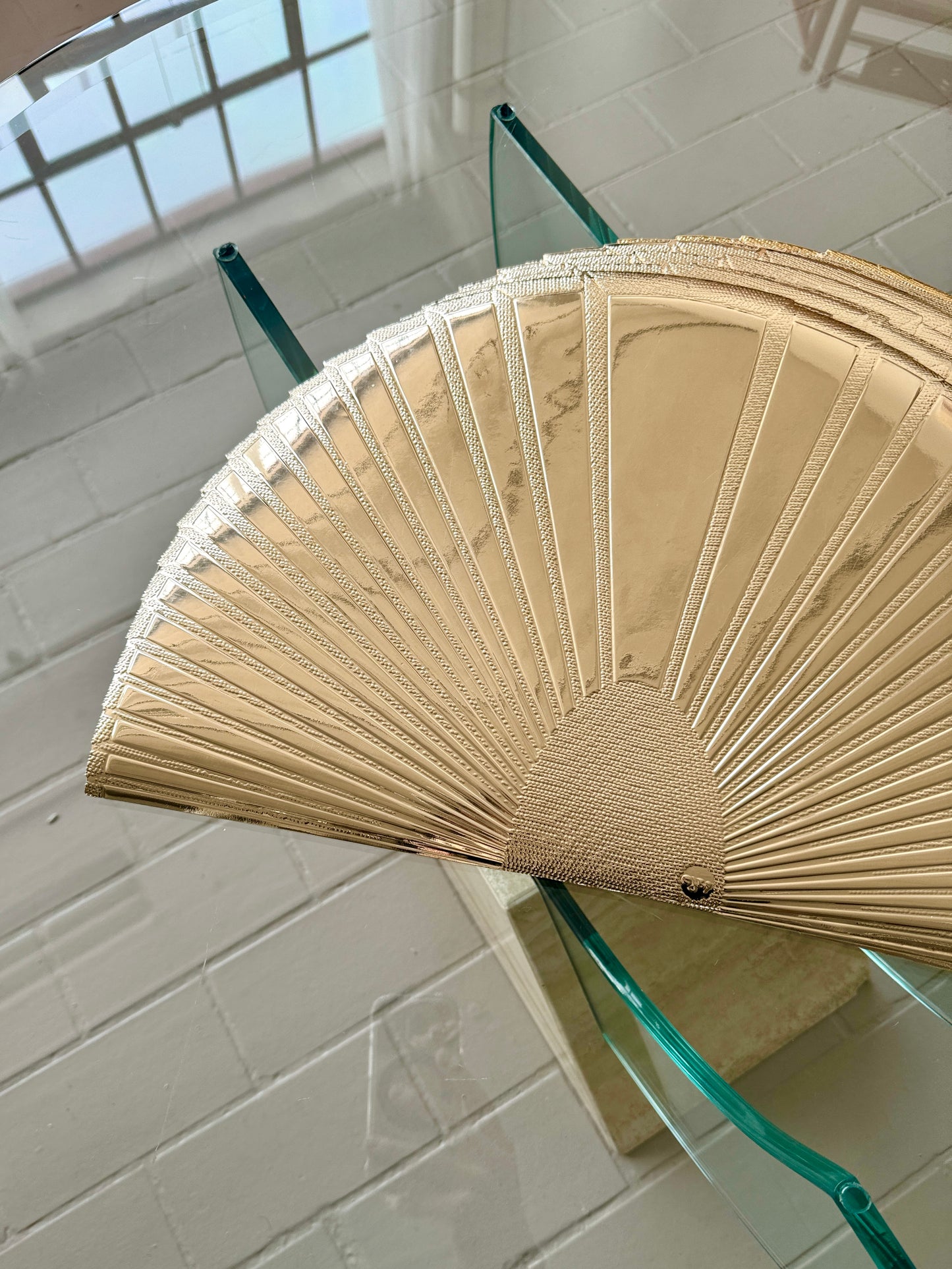 Vintage 1980s Deco Revival Gold Fan Placemats - Set 10