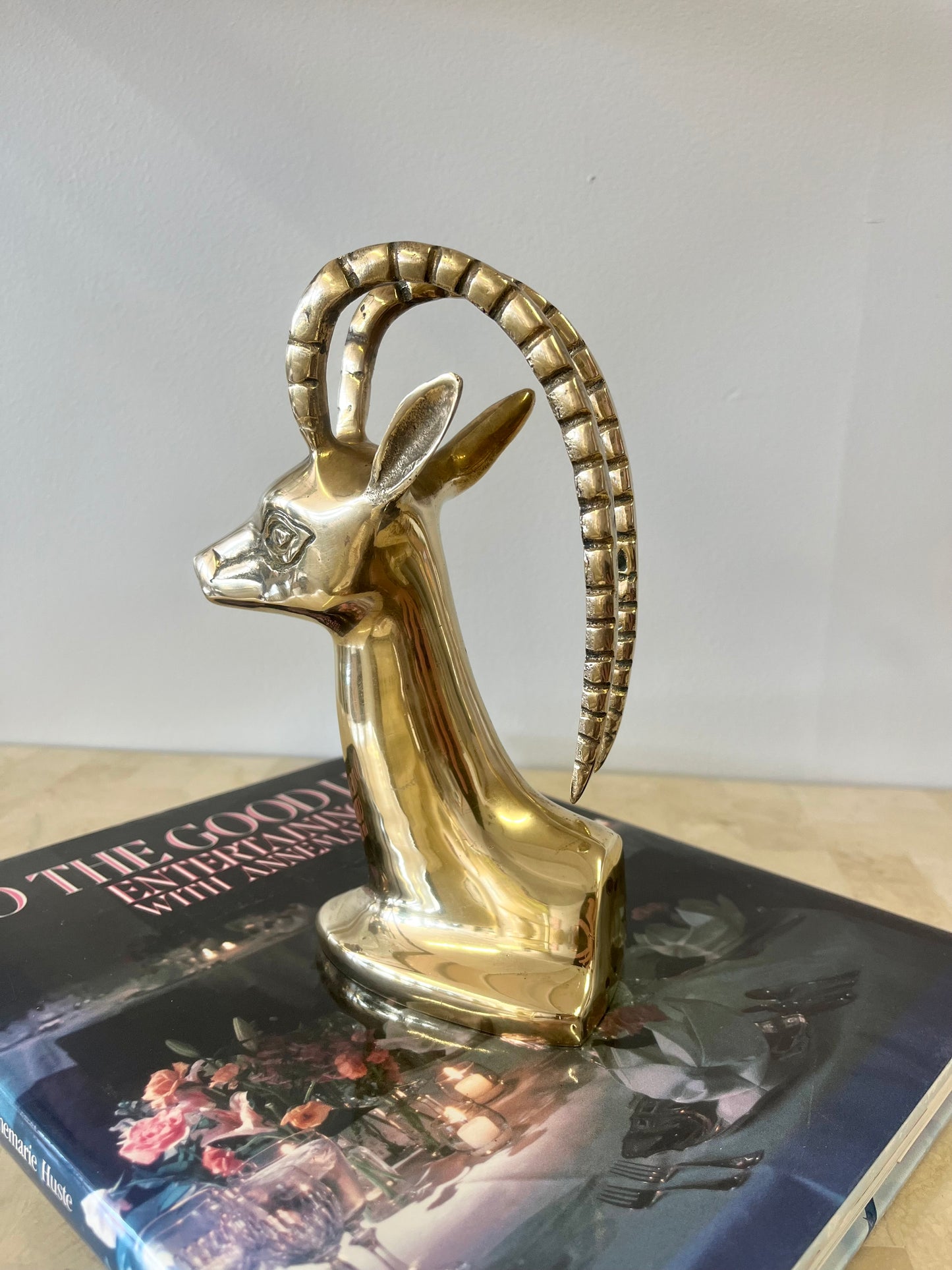 Vintage Brass Gazelle Bookend
