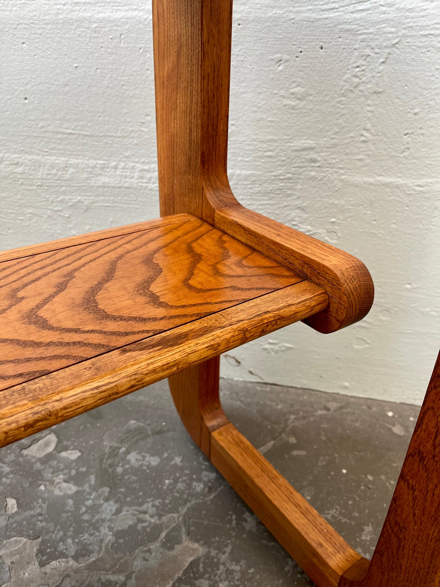 Postmodern Lou Hodges Style Oak and Smoked Glass Console Table