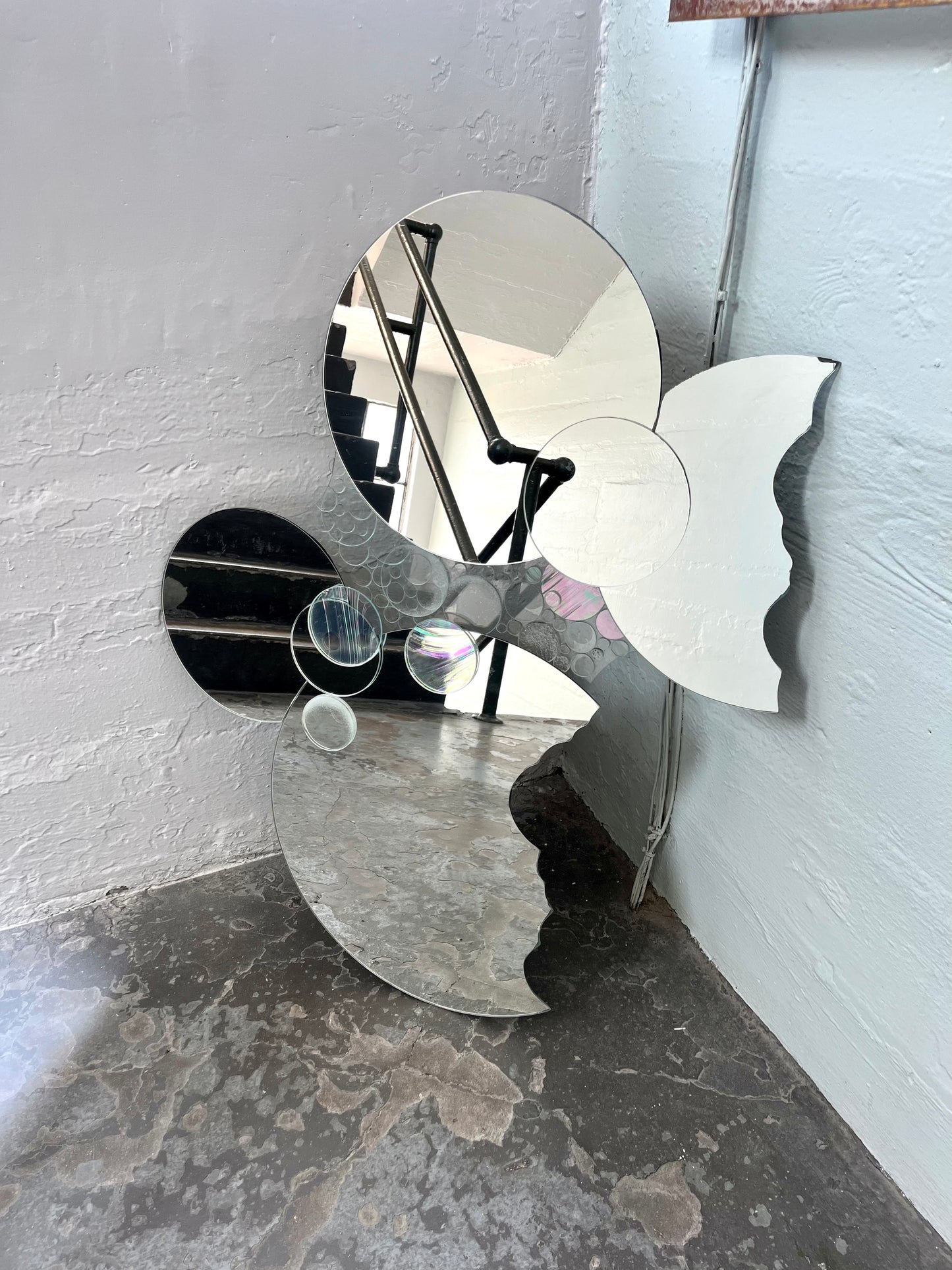Vintage Artist-made Celestial Stacked Moon Mirror