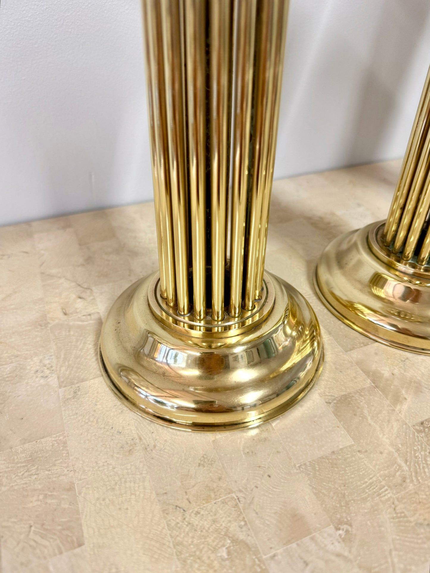 Vintage Brass Pedestal Pillar Candle Holder Trio