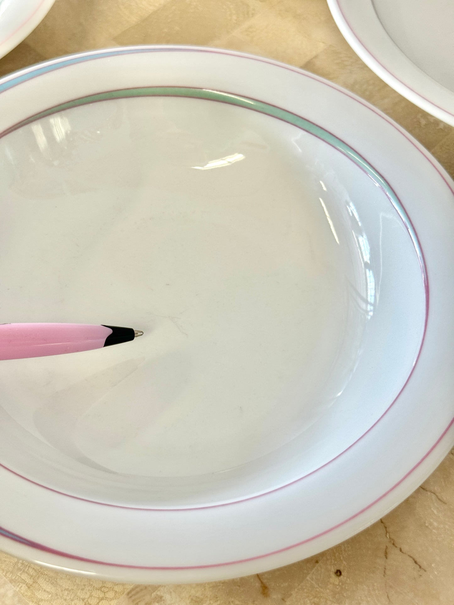 Vintage 1980s Pastel Rimmed Porcelain Arzberg “Orion” Tableware Set