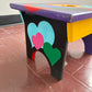 Vintage Whimsical Hearts Handpainted Wooden Stool