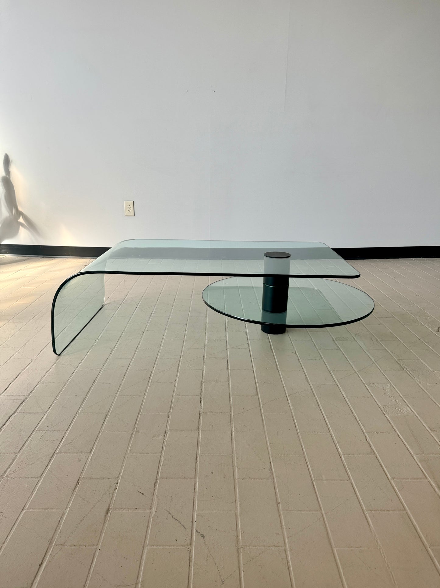 Postmodern Two-tiered Glass Waterfall Coffee Table