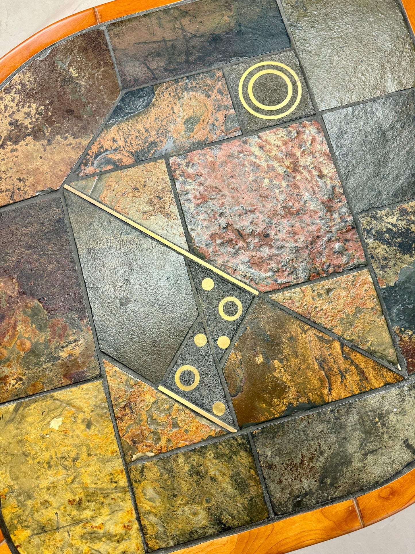 Vintage Paul Kingma Style Mosaic Slate End Table