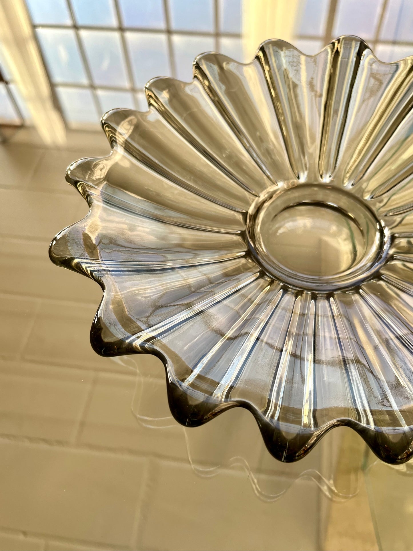 MCM Federal Glass Celestial Smokey Grey Console Dish
