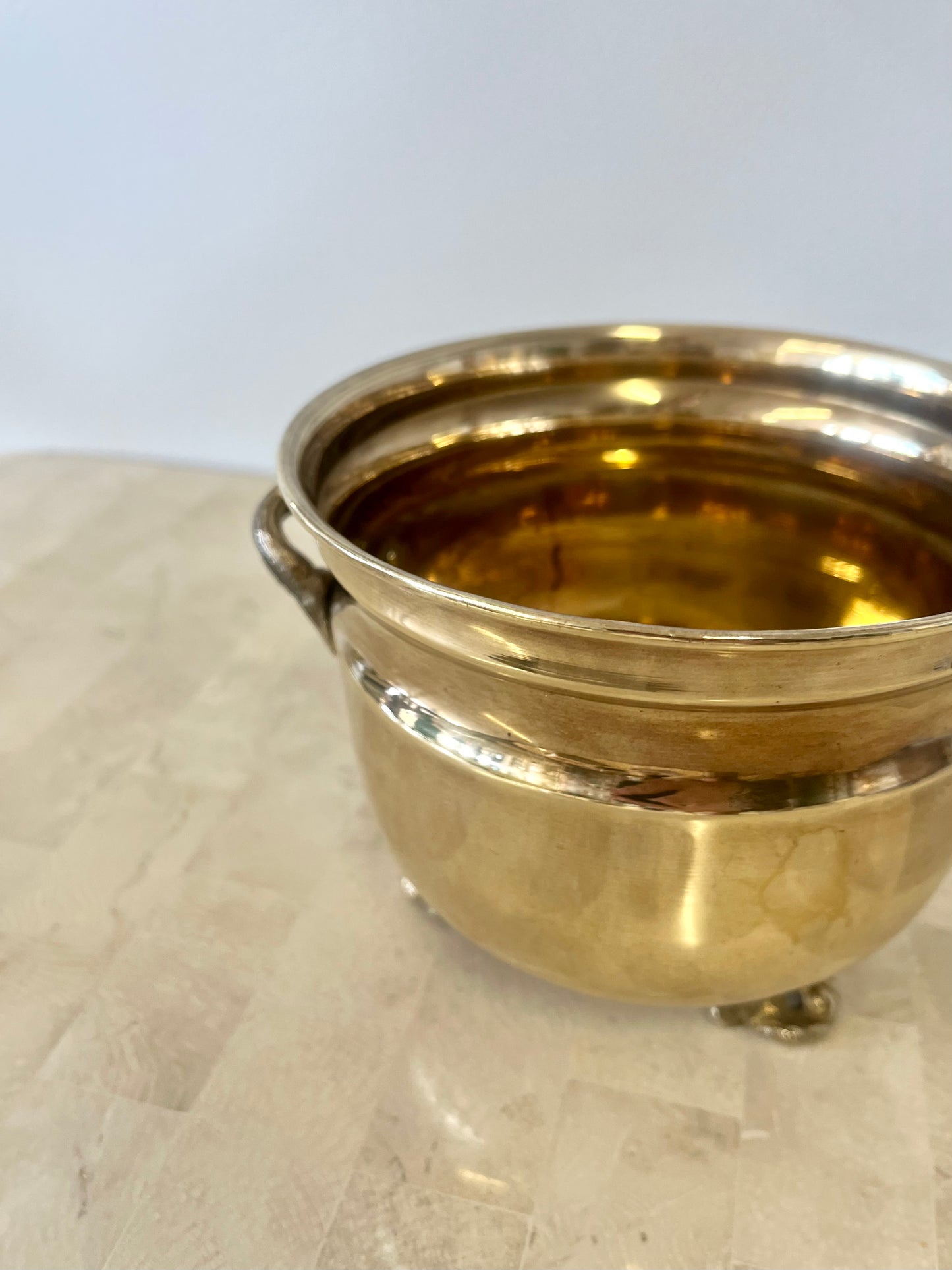 Vintage Footed Brass Planter