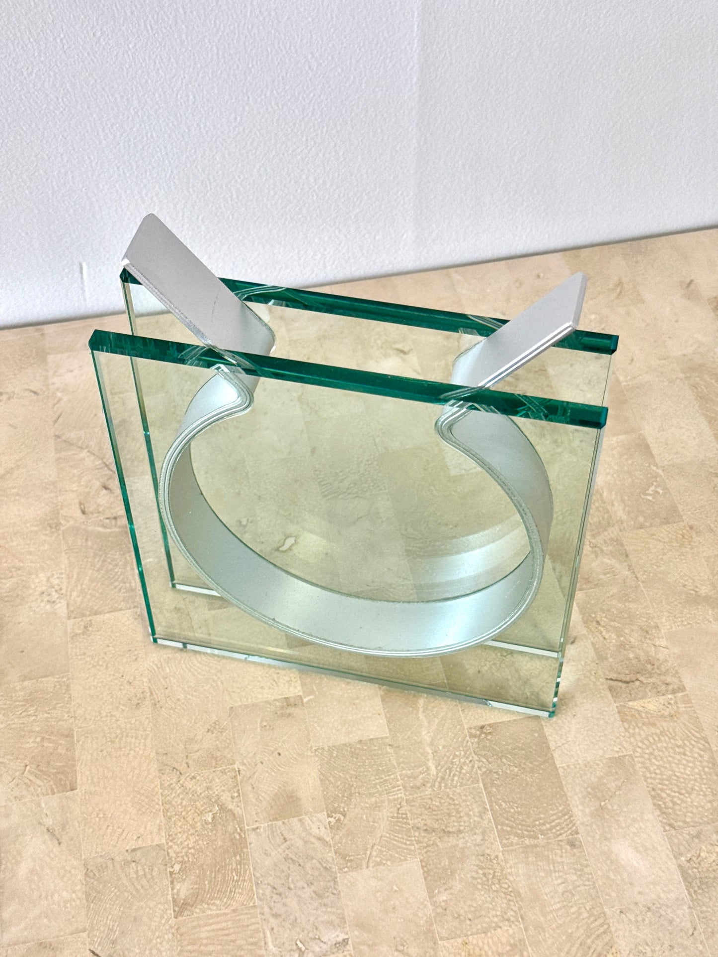 Postmodern Glass & Aluminum Ribbon Vase
