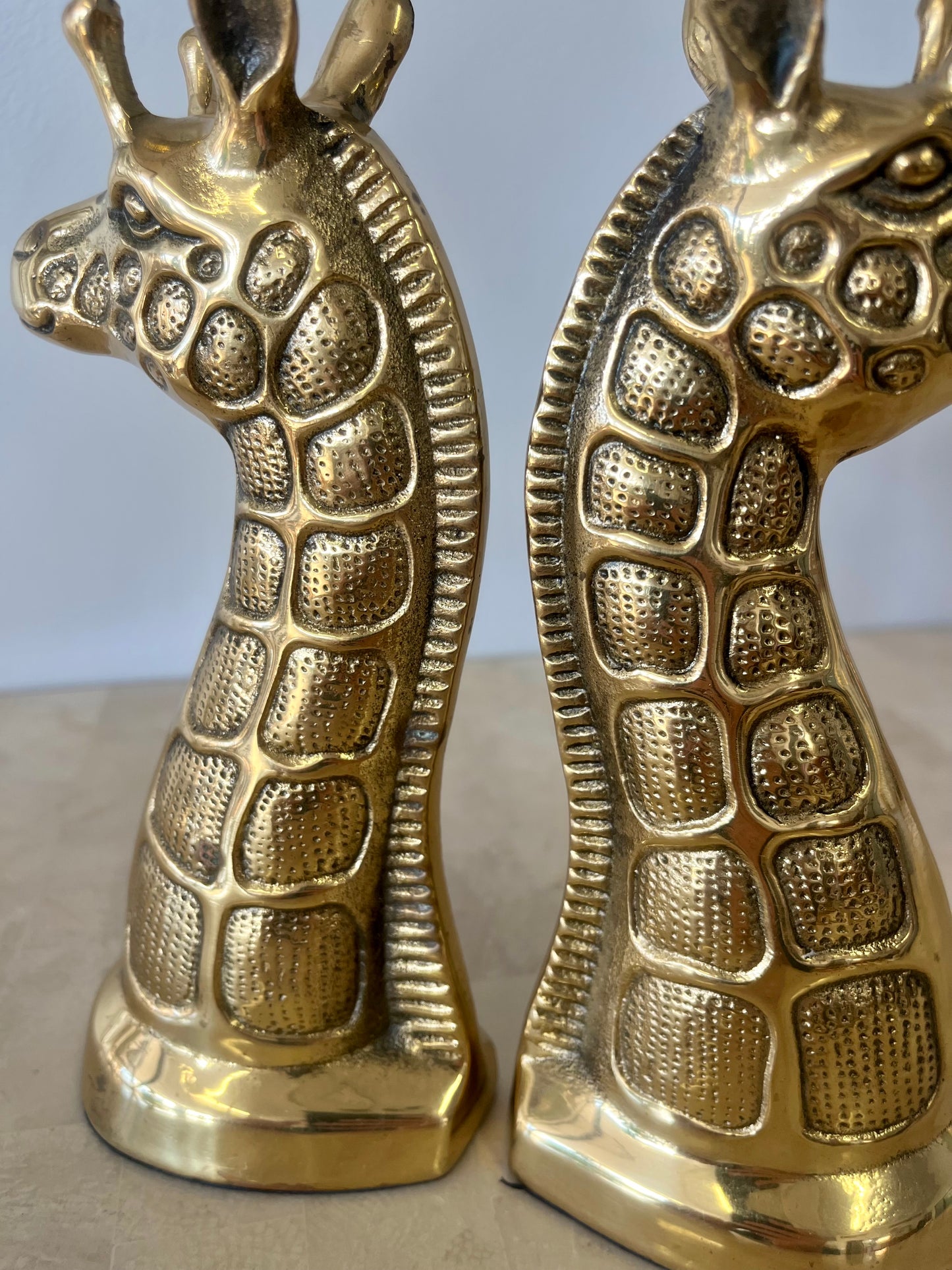 Vintage Brass Giraffe Bookends
