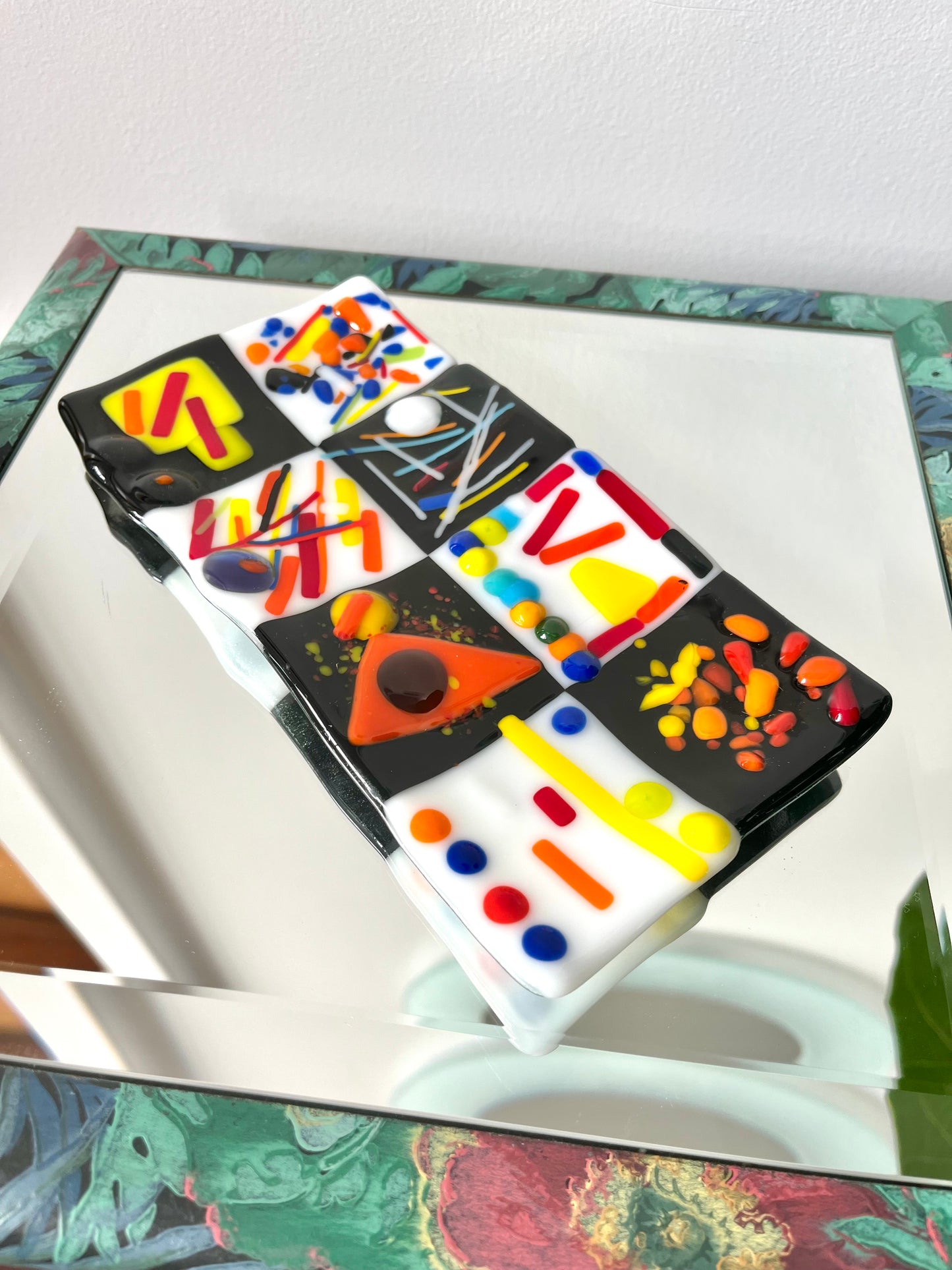Postmodern Artist-made Fused Glass Decorative Plate