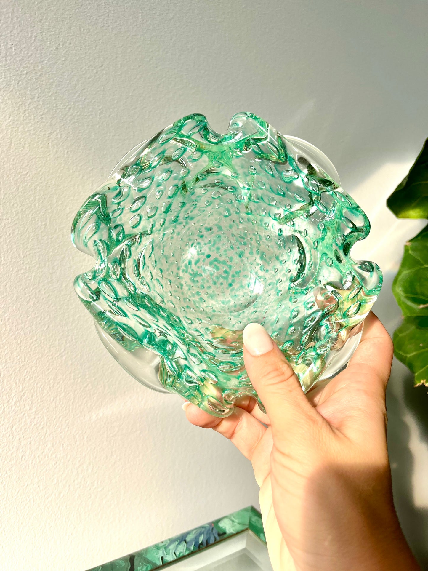 Vintage Seafoam Bullicante Murano Ashtray