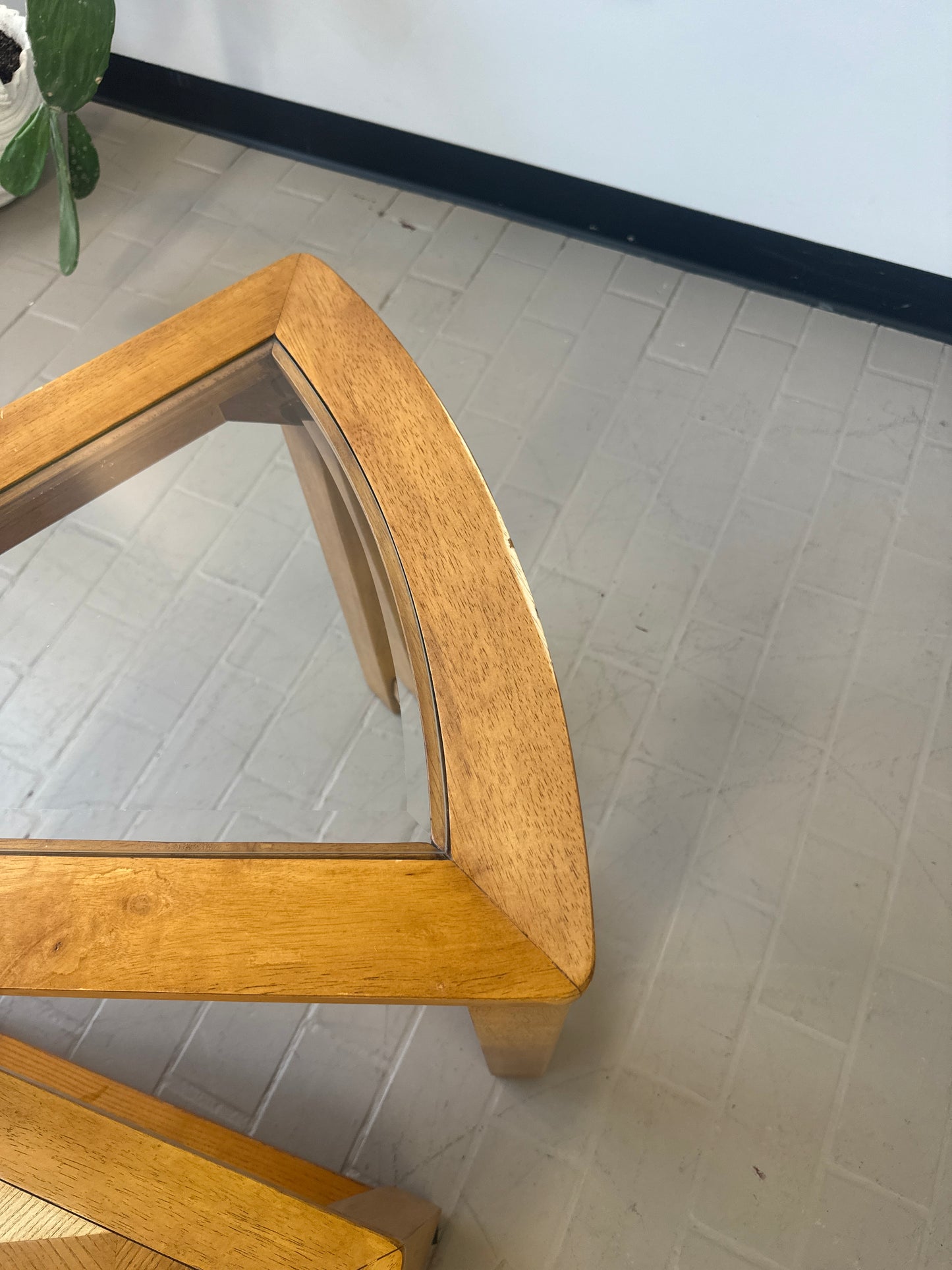 Vintage Triangular Tri-Level Swiveling End Tables