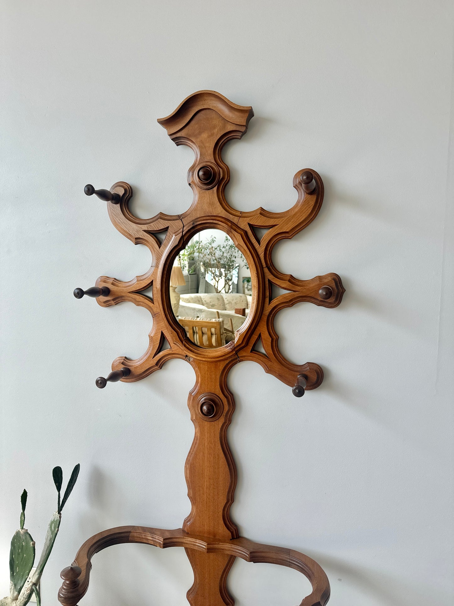 Antique Walnut “Medusa” Hall Tree