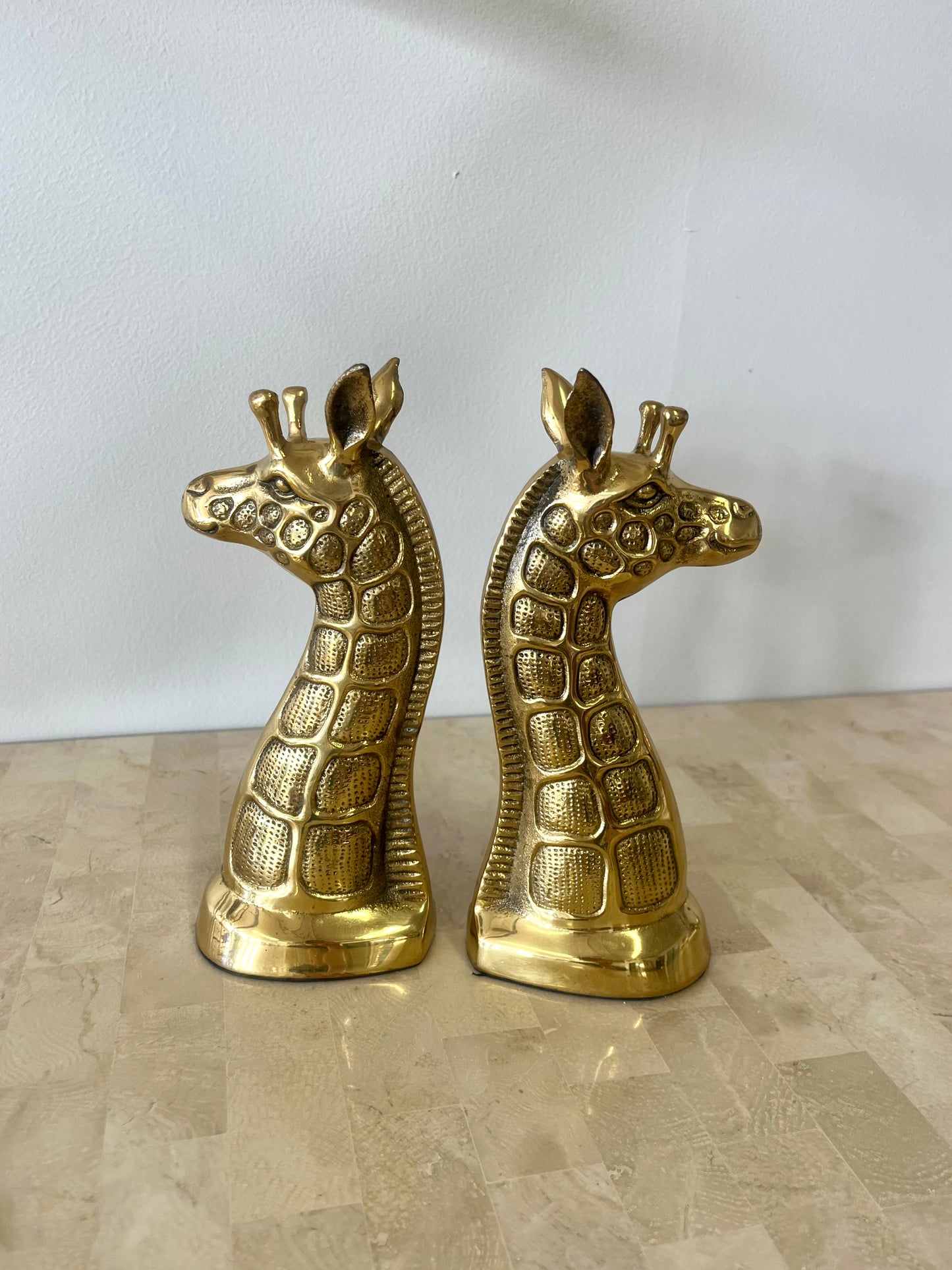 Vintage Brass Giraffe Bookends