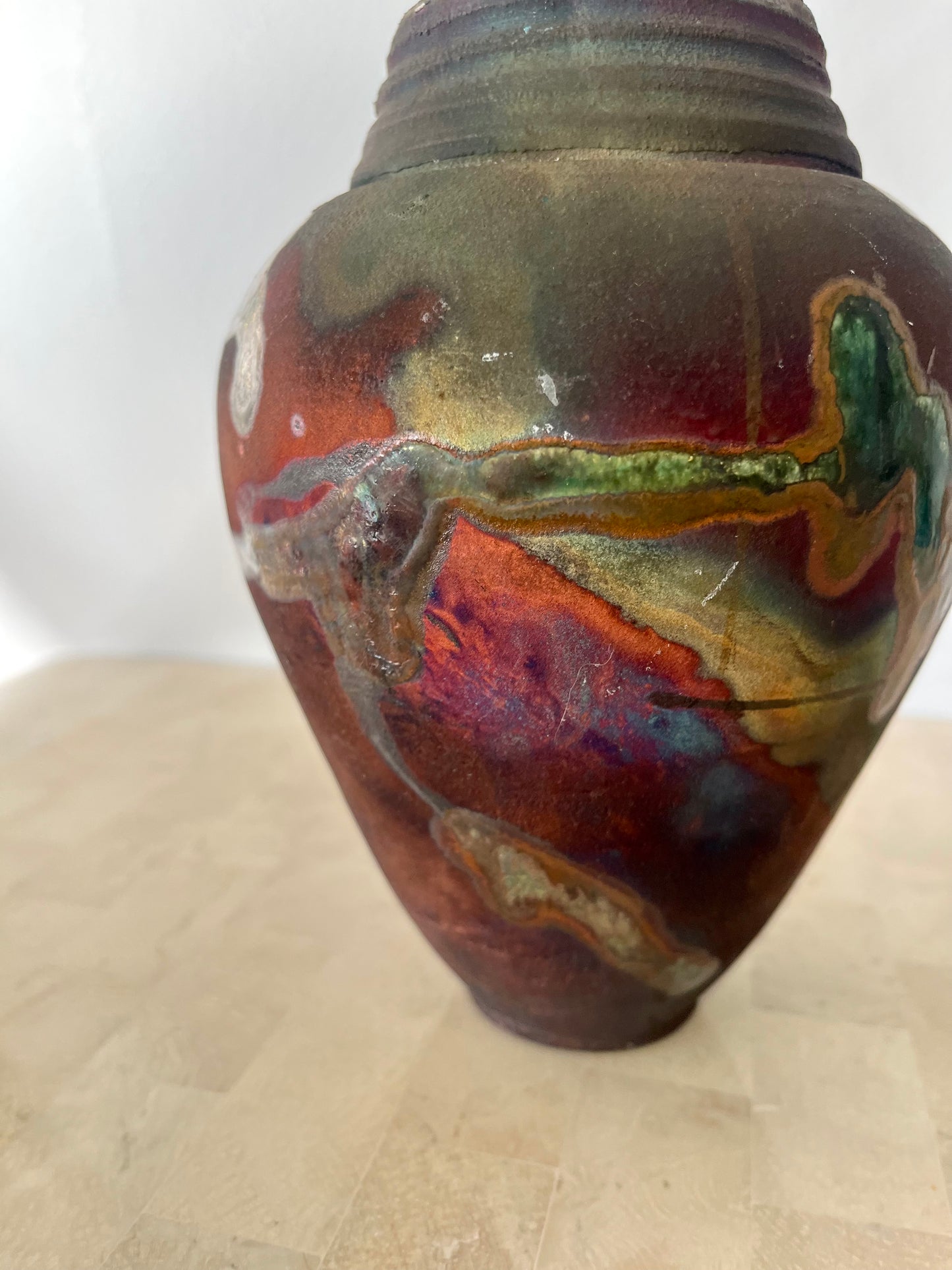 Vintage 1999 Studio Pottery Raku Vase