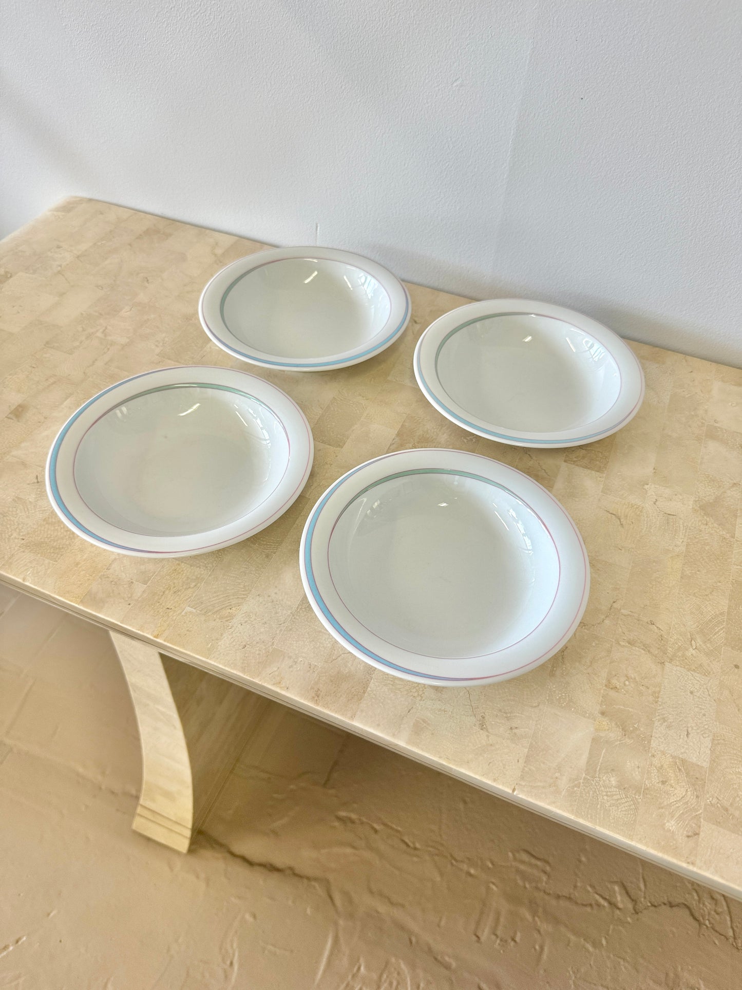 Vintage 1980s Pastel Rimmed Porcelain Arzberg “Orion” Tableware Set