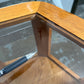 Postmodern Oak Hexagon End Table with Teak and Smoked Glass Tops