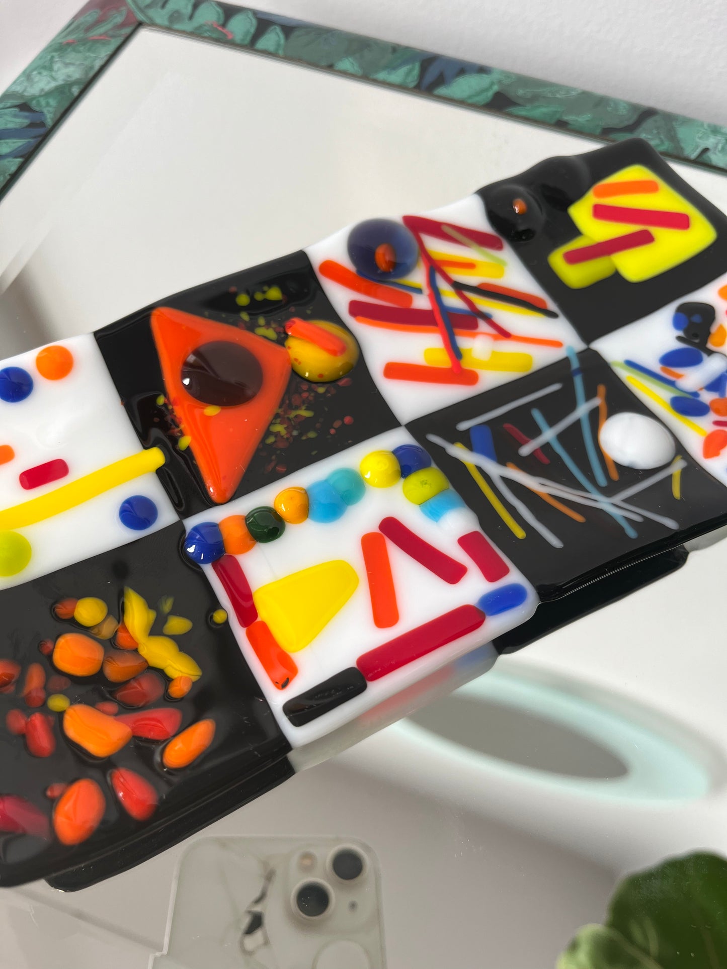 Postmodern Artist-made Fused Glass Decorative Plate