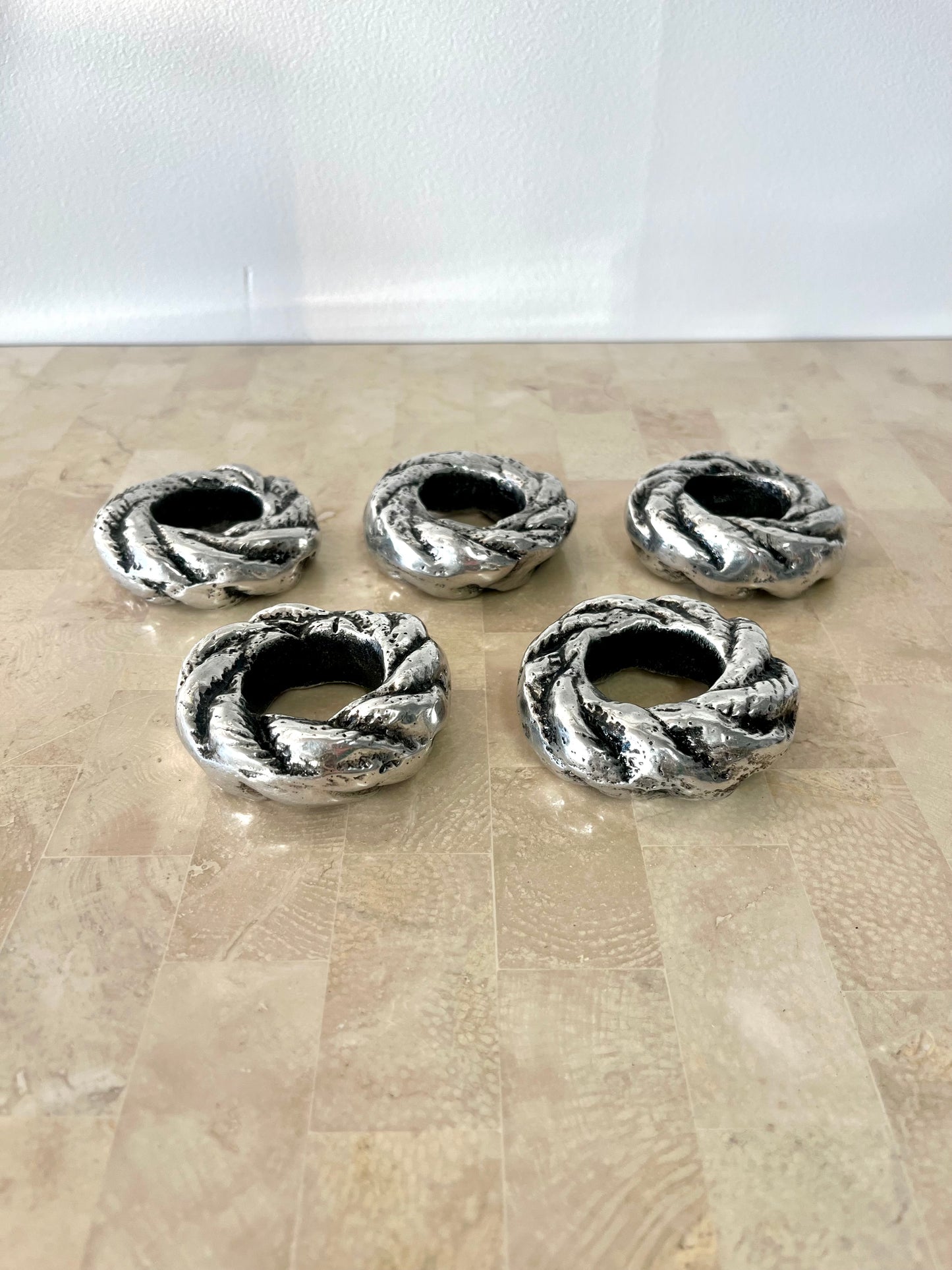 Vintage Twisted Rope Metal Napkin Rings