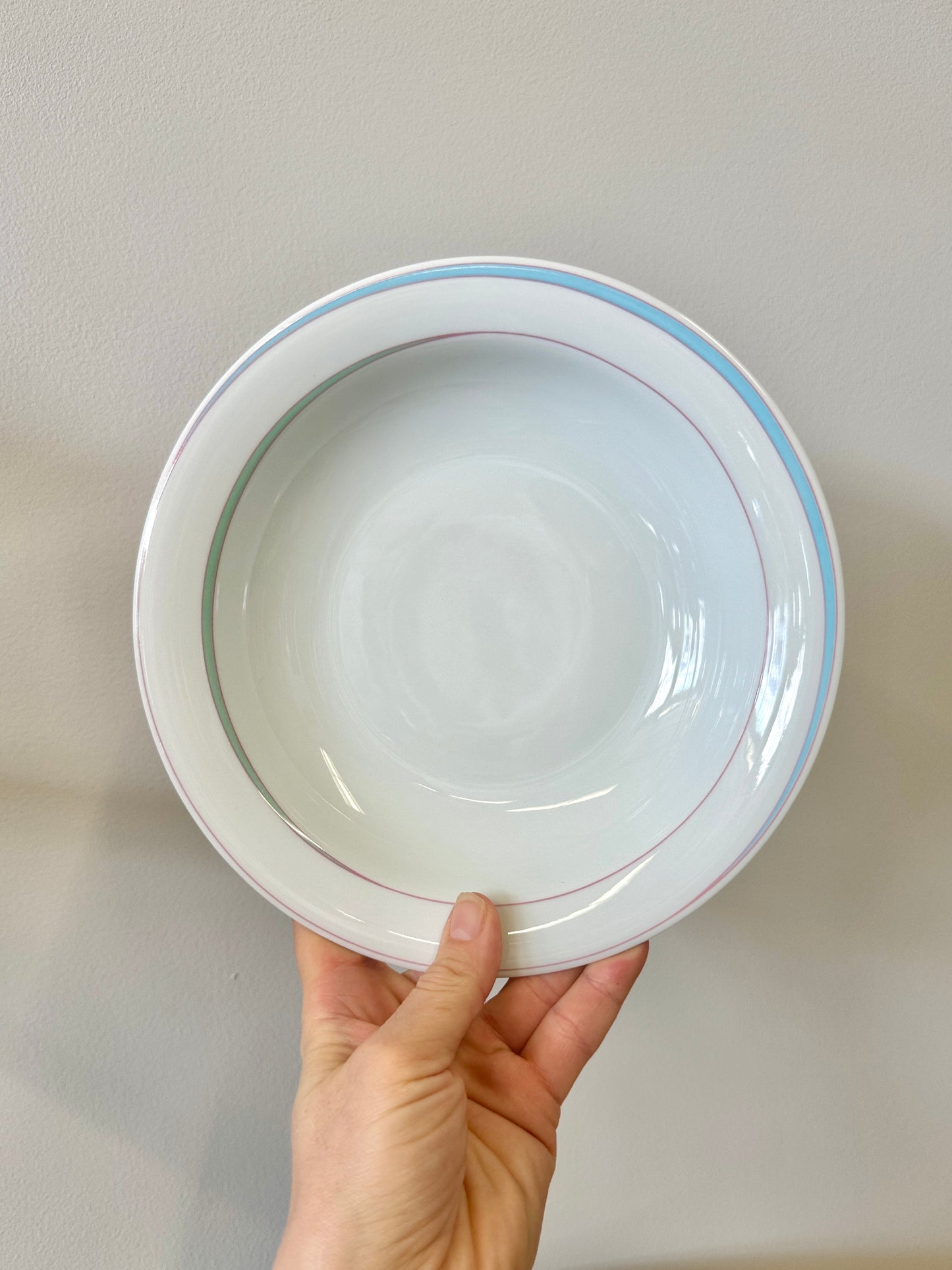 Vintage 1980s Pastel Rimmed Porcelain Arzberg “Orion” Tableware Set