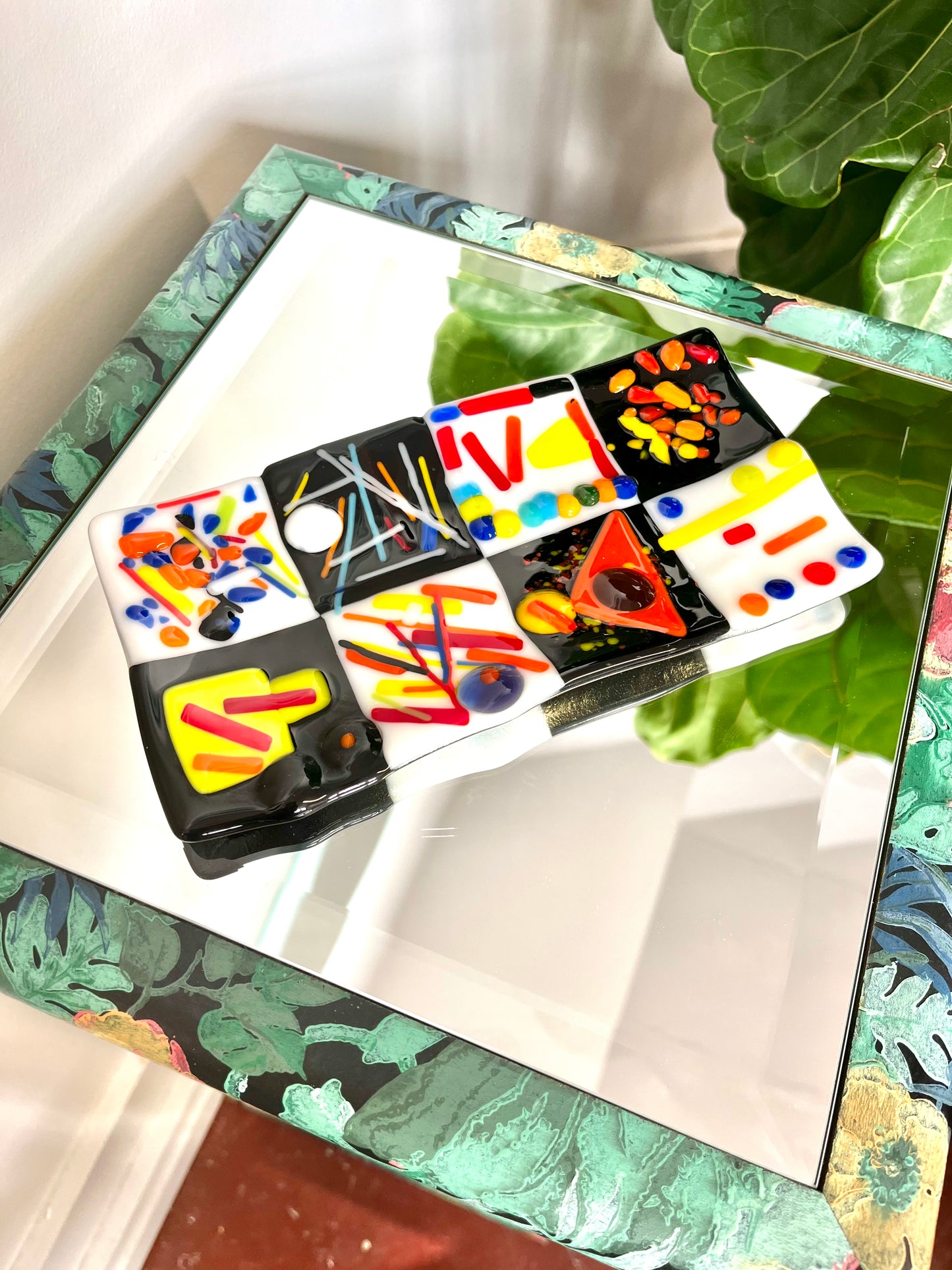 Postmodern Artist-made Fused Glass Decorative Plate
