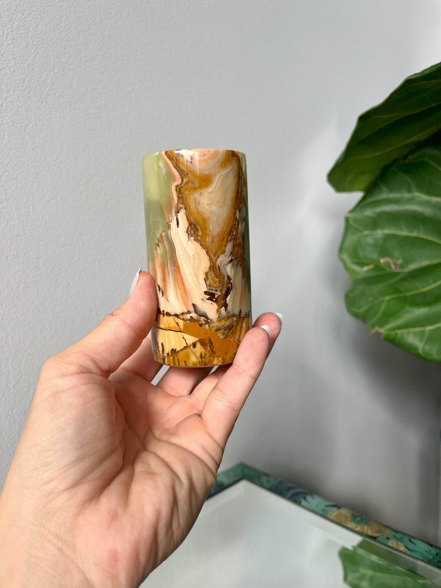 Vintage Onyx Pillar Tealight Candle Holder