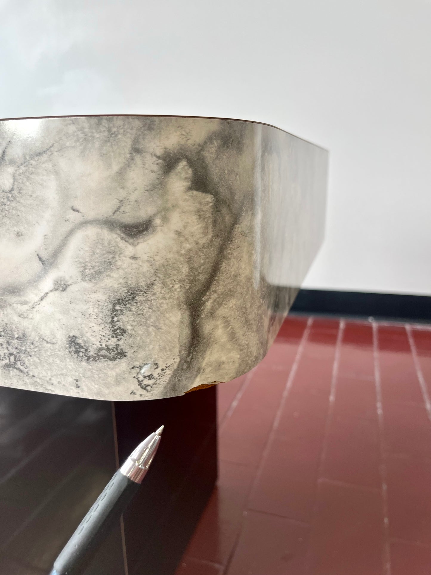 Postmodern Faux Marble Laminate End Tables
