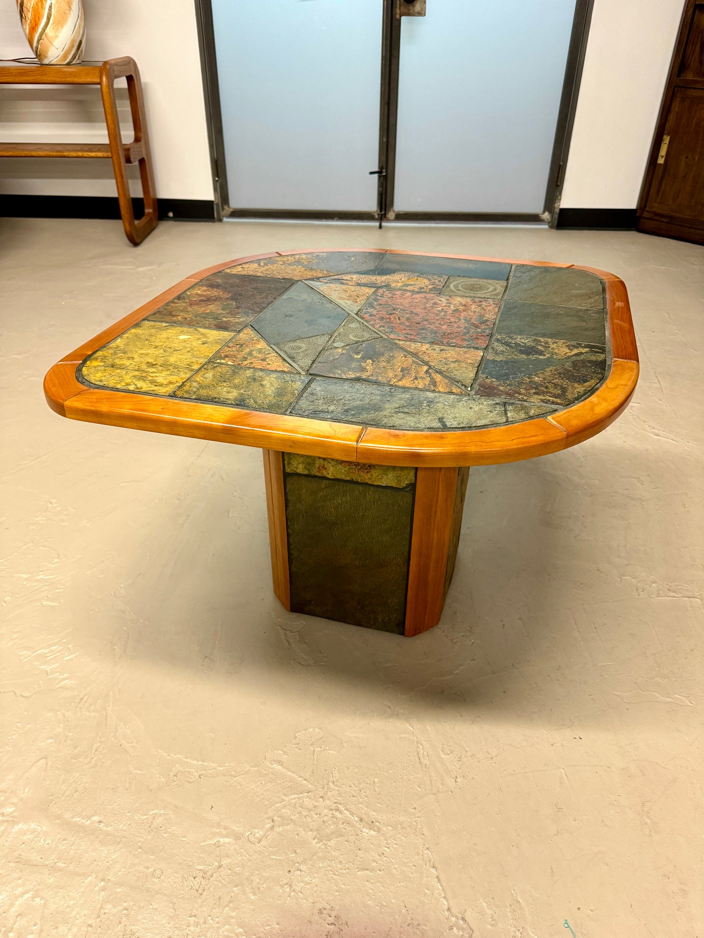 Vintage Paul Kingma Style Mosaic Slate End Table