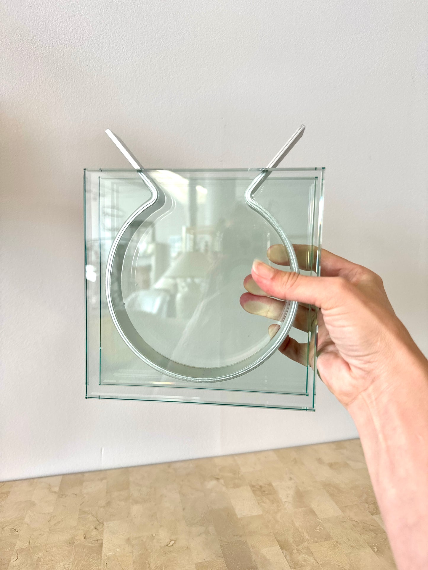 Postmodern Glass & Aluminum Ribbon Vase