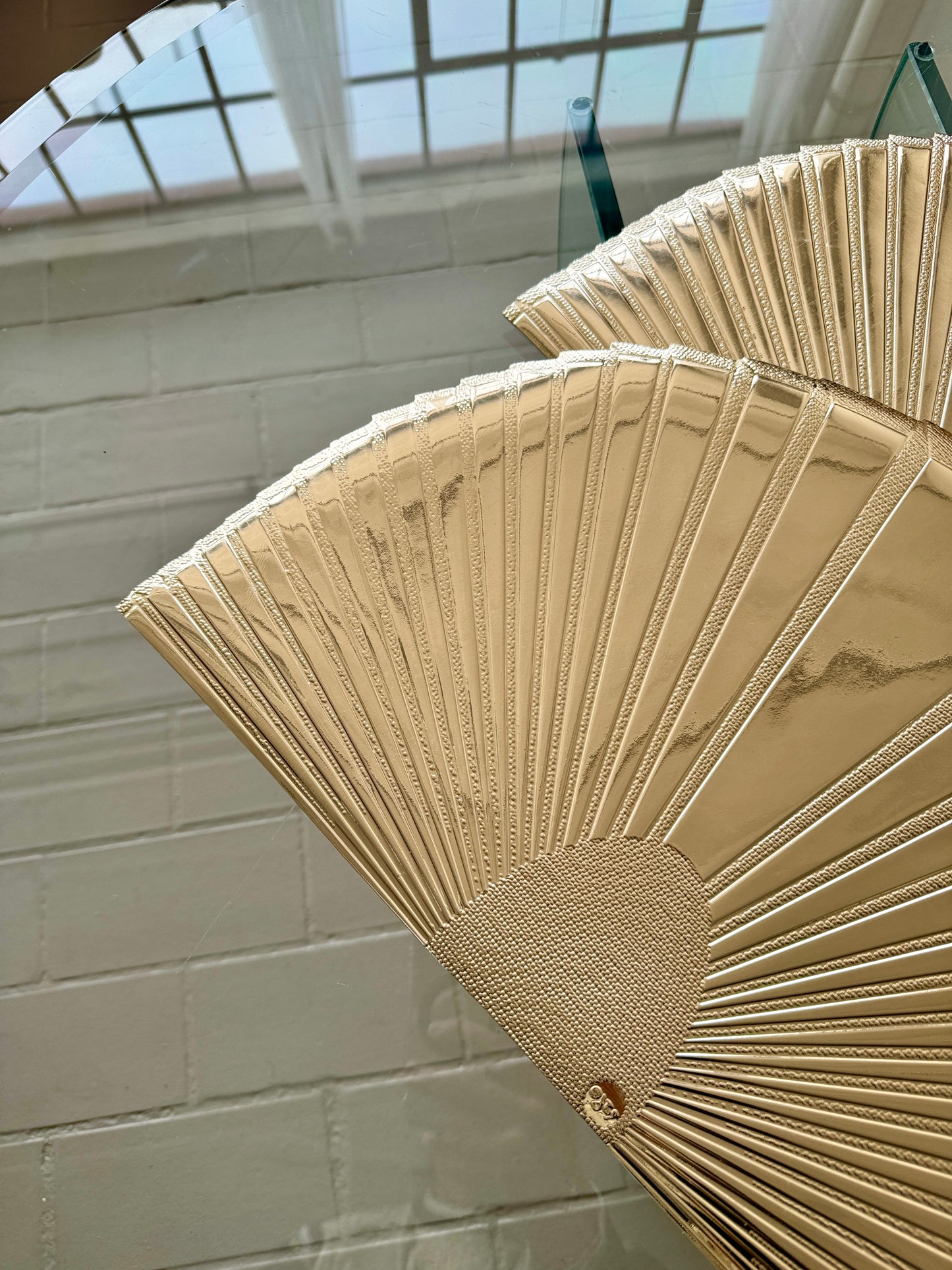 Vintage 1980s Deco Revival Gold Fan Placemats - Set 10