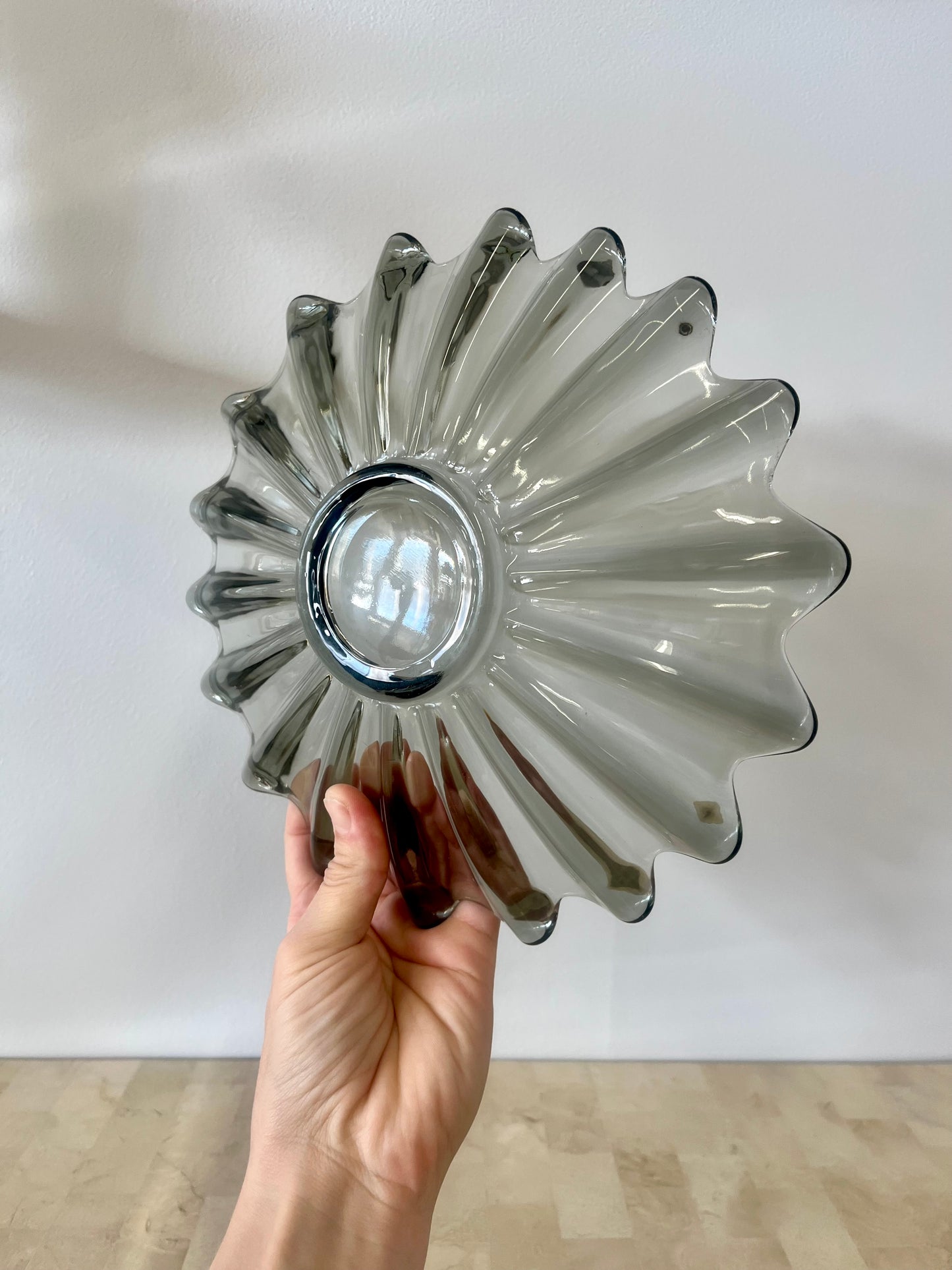 MCM Federal Glass Celestial Smokey Grey Console Dish
