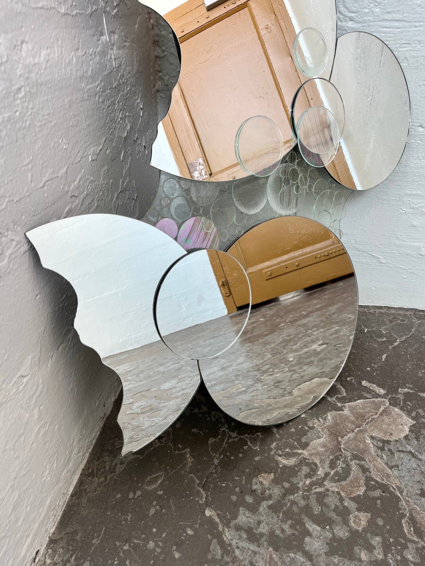 Vintage Artist-made Celestial Stacked Moon Mirror