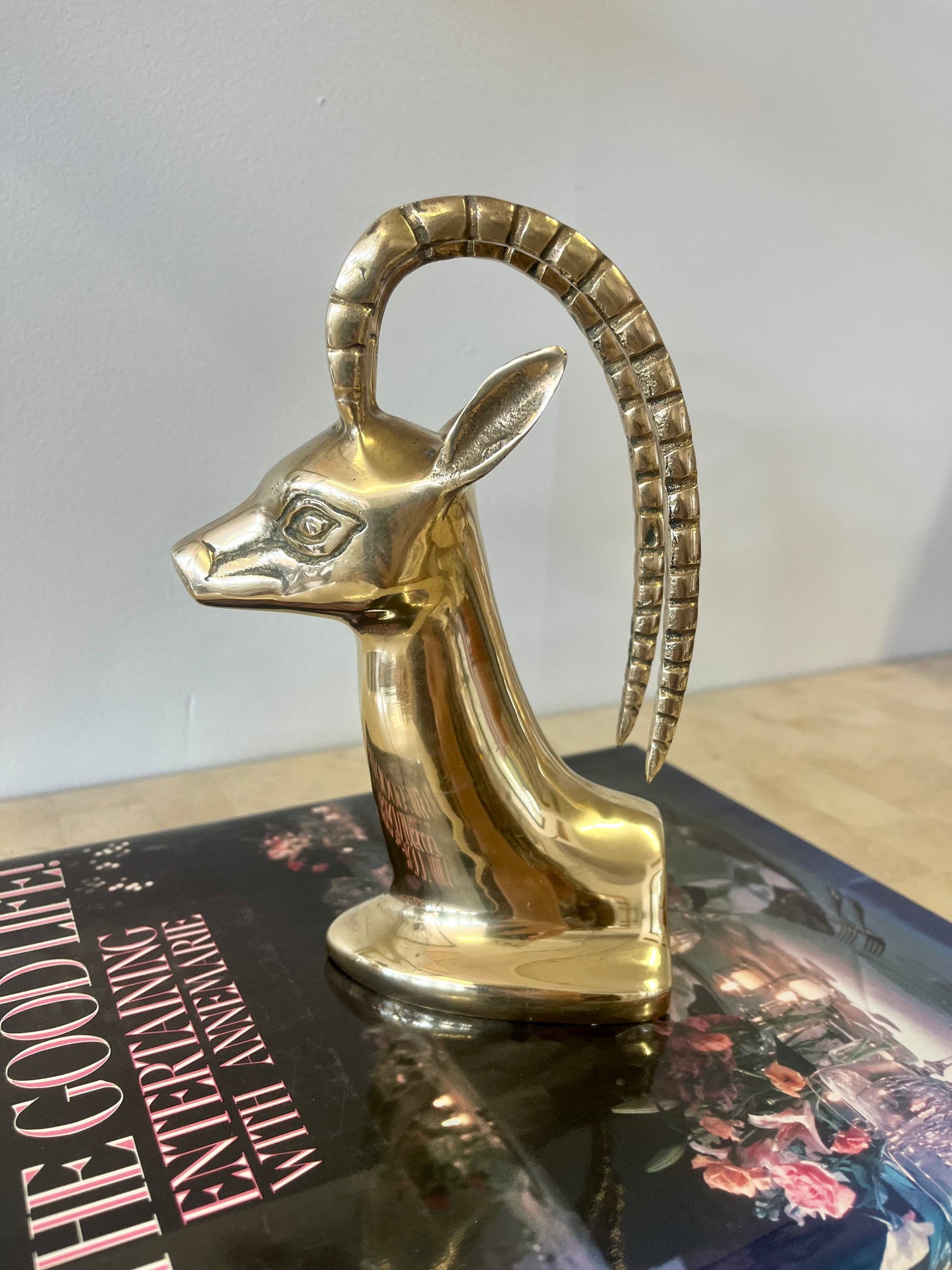 Vintage Brass Gazelle Bookend