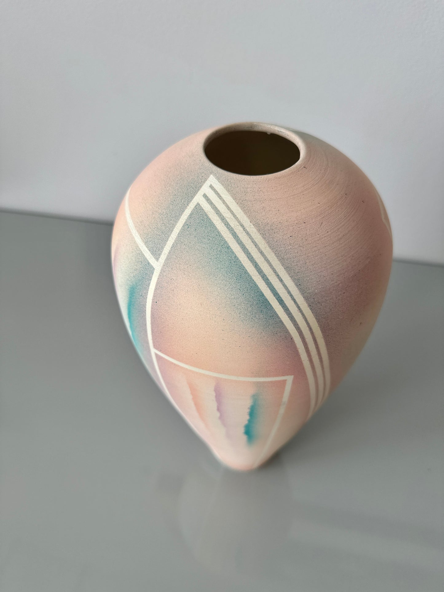 1980s Abstract Pastel Ceramic Vase