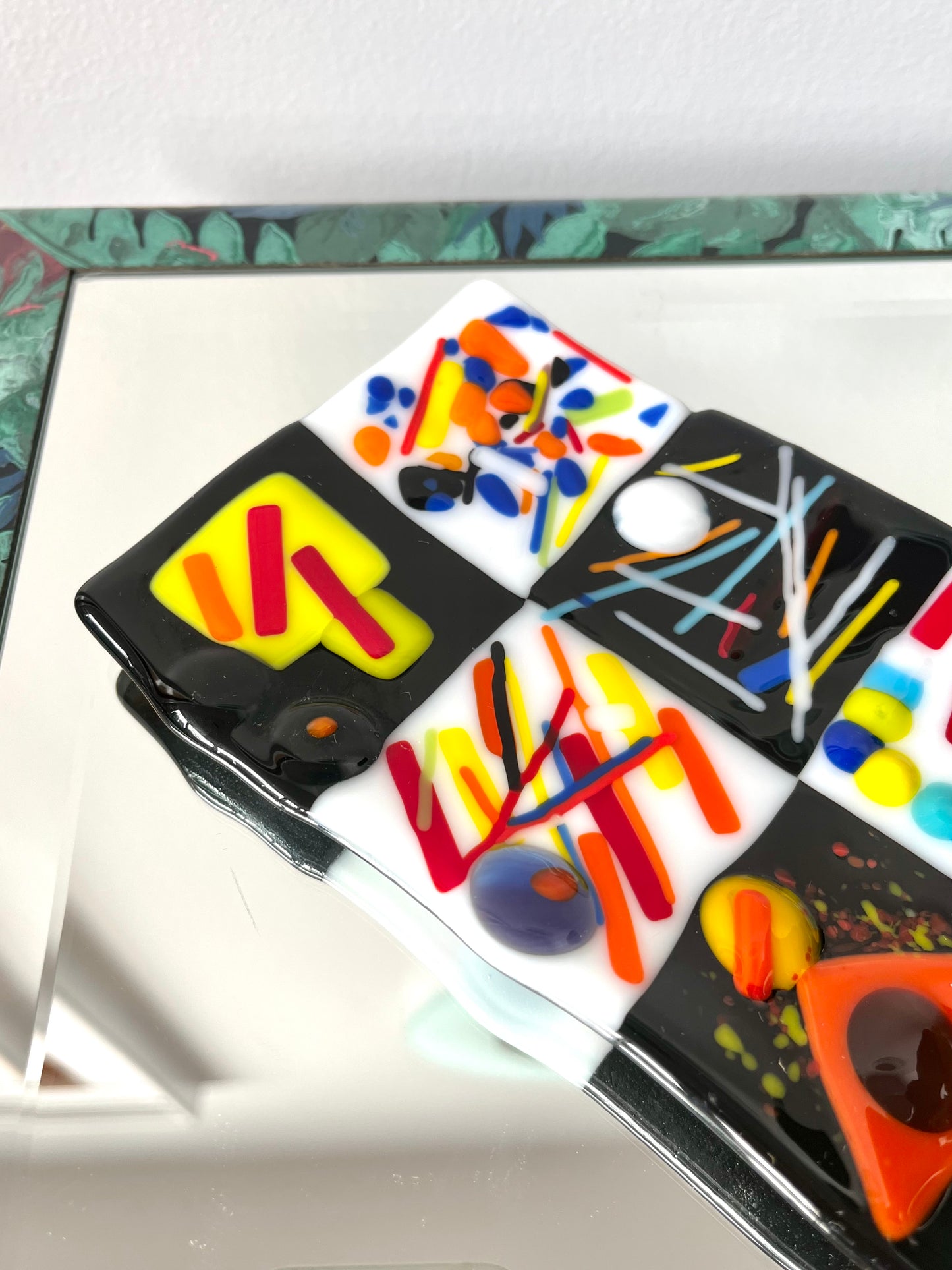 Postmodern Artist-made Fused Glass Decorative Plate