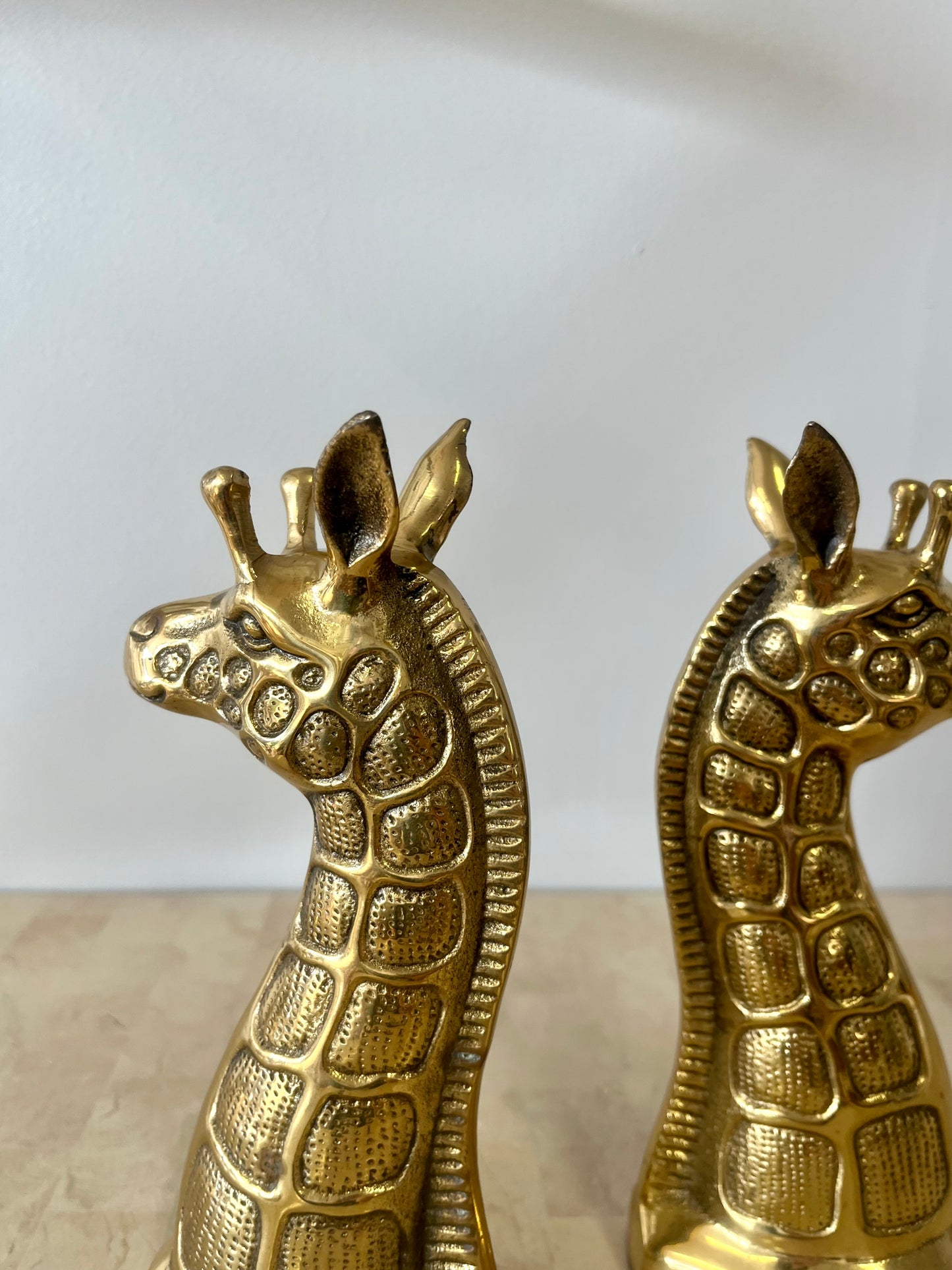 Vintage Brass Giraffe Bookends