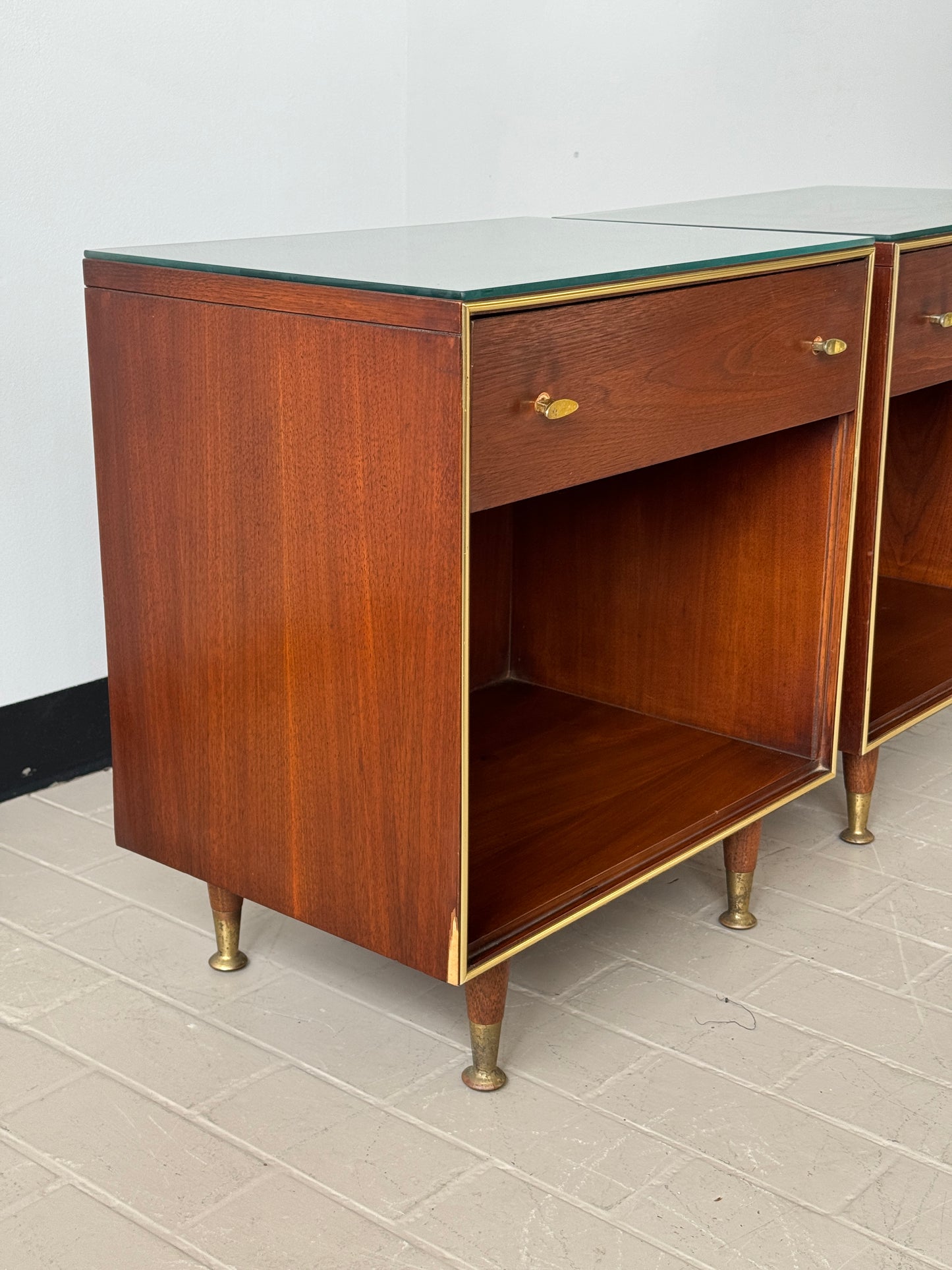 Pair MCM RWay Walnut Nightstands