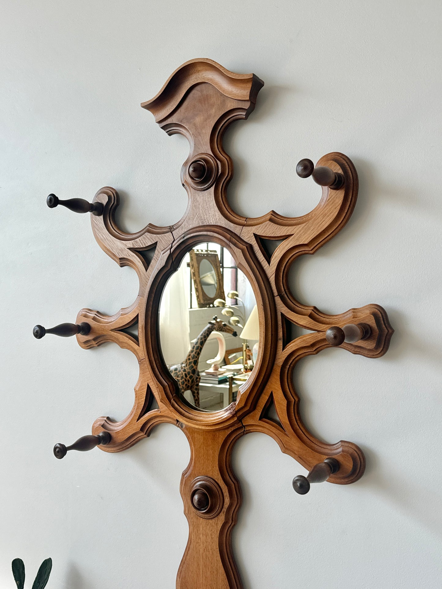Antique Walnut “Medusa” Hall Tree