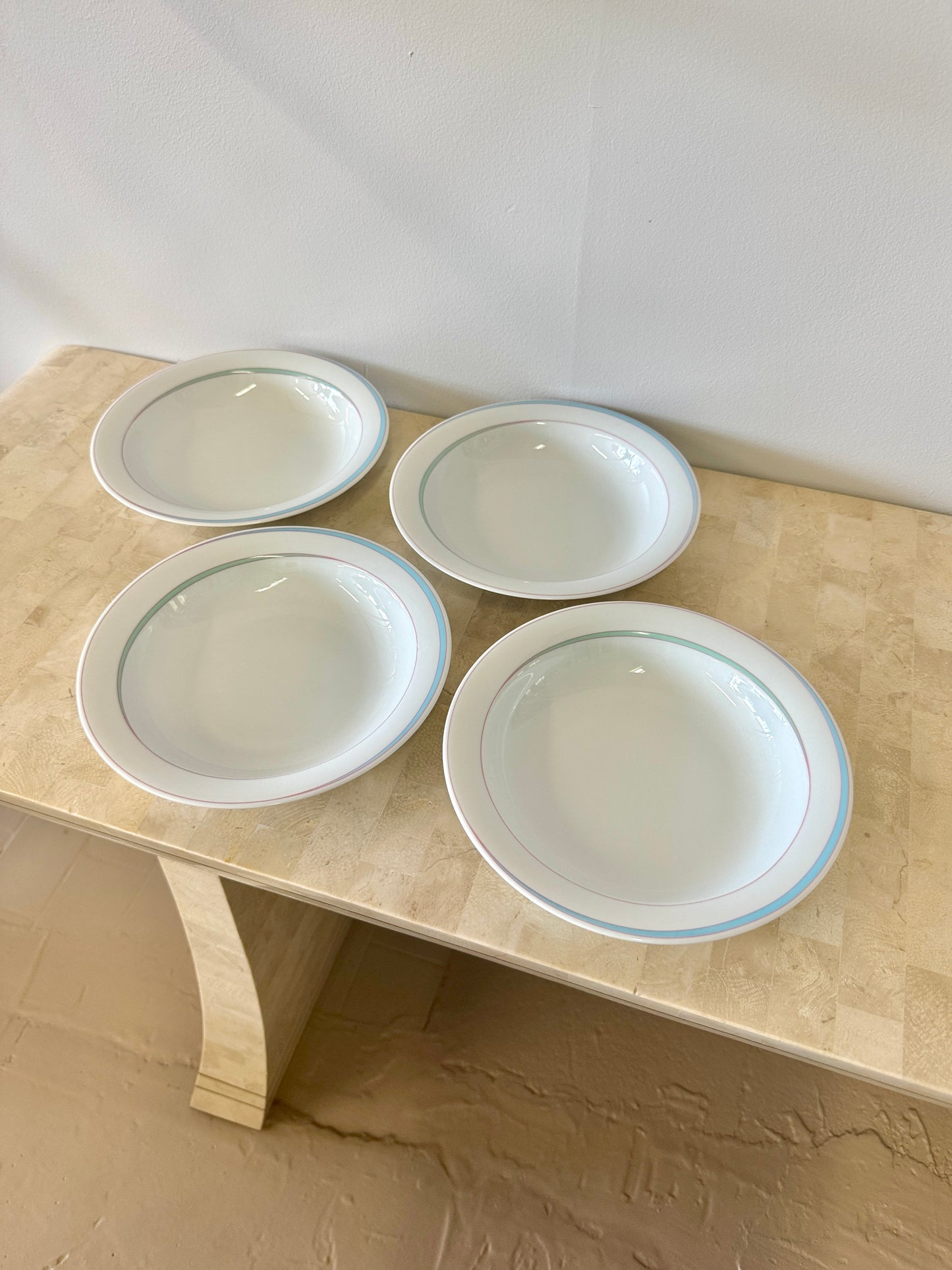 Vintage 1980s Pastel Rimmed Porcelain Arzberg “Orion” Tableware Set