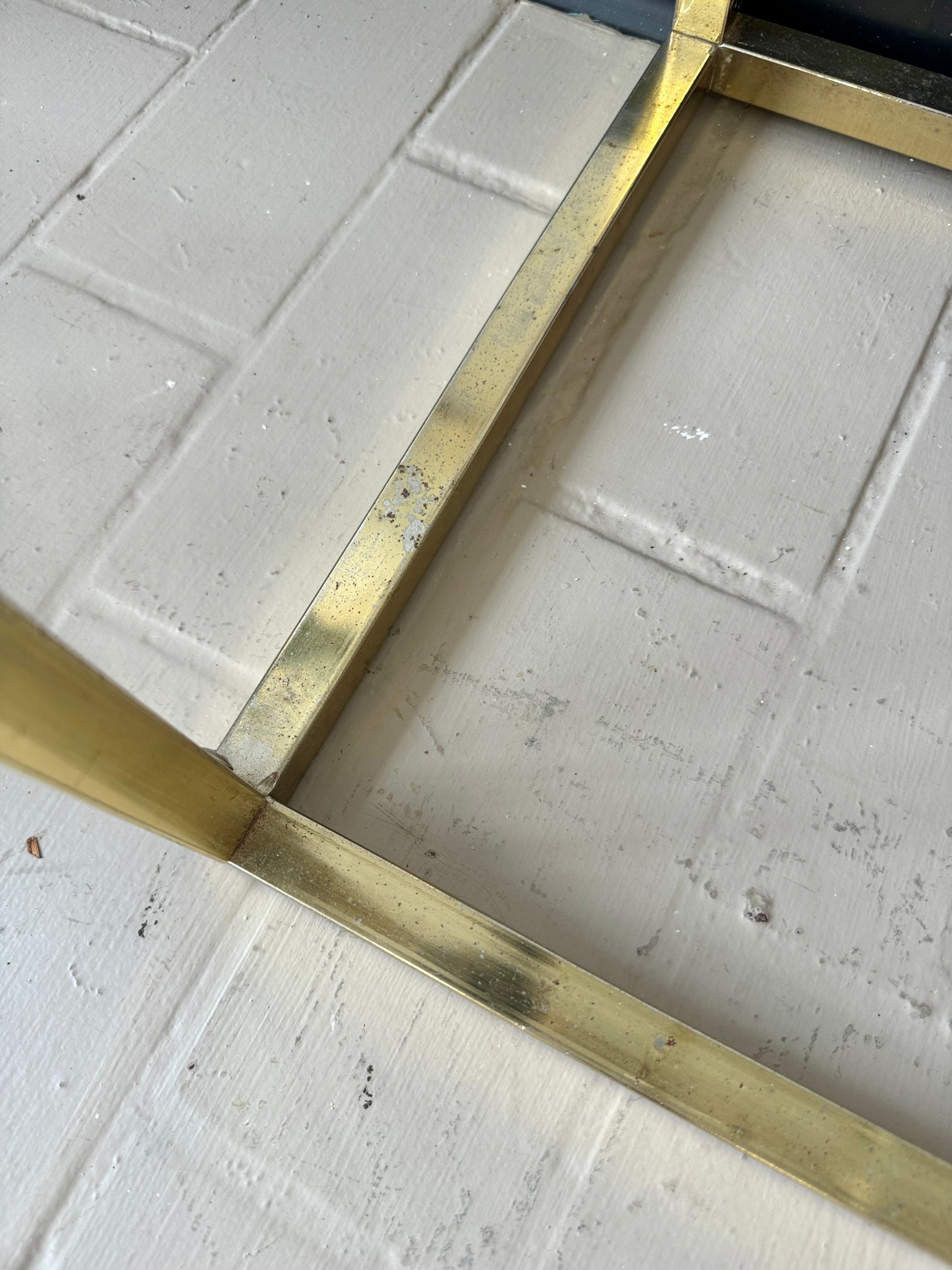 Vintage Diamond Brass and Glass Etagere