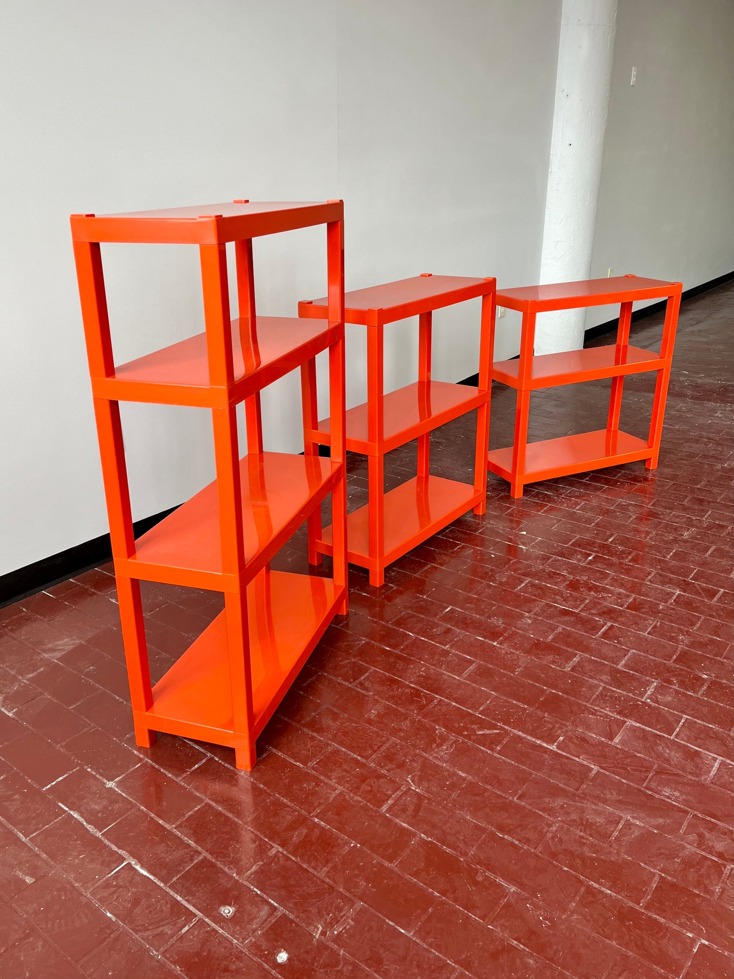 Vintage 1970s Orange Plastic Modular Shelving Set