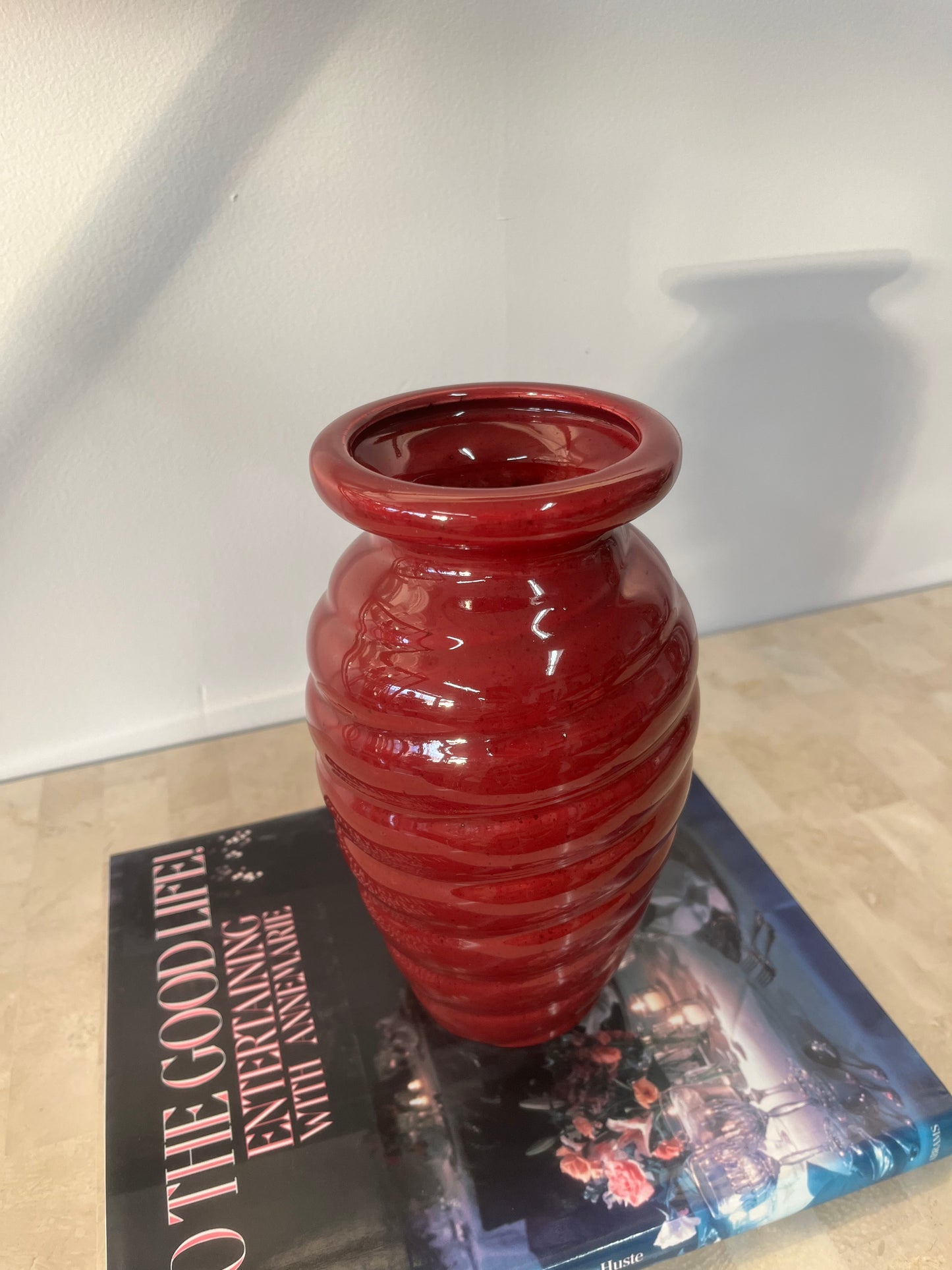 Vintage 2001 Maroon Swirl Haeger Vase