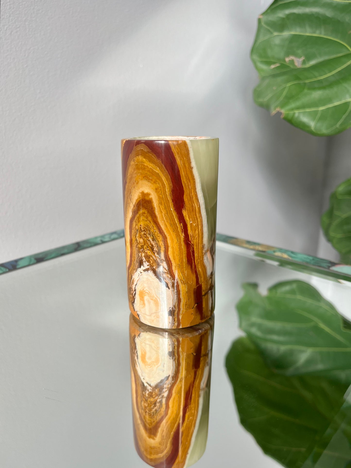 Vintage Onyx Pillar Tealight Candle Holder