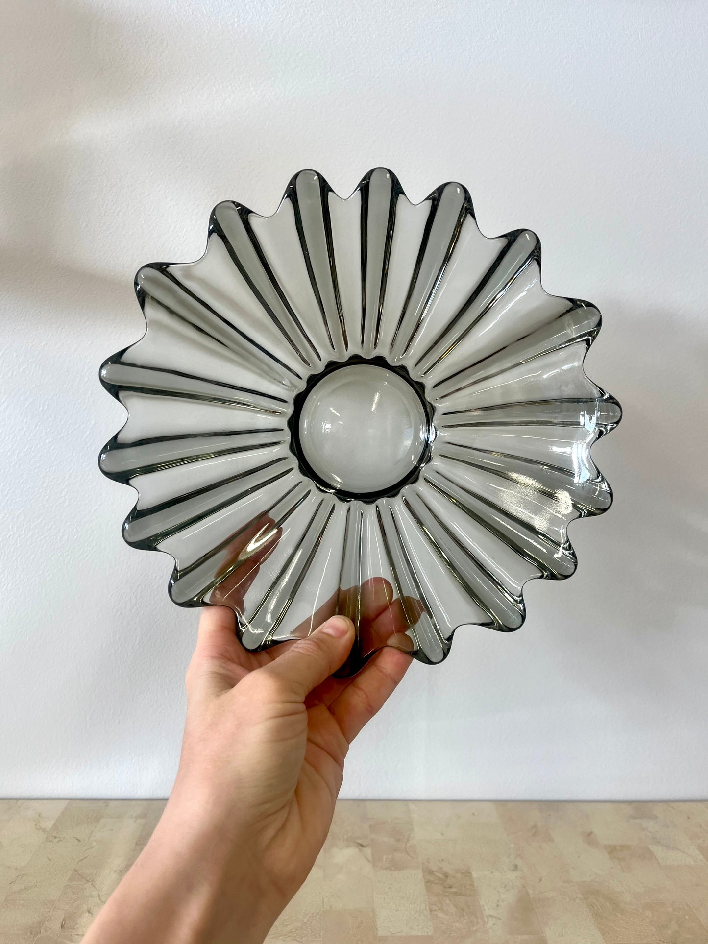 MCM Federal Glass Celestial Smokey Grey Console Dish